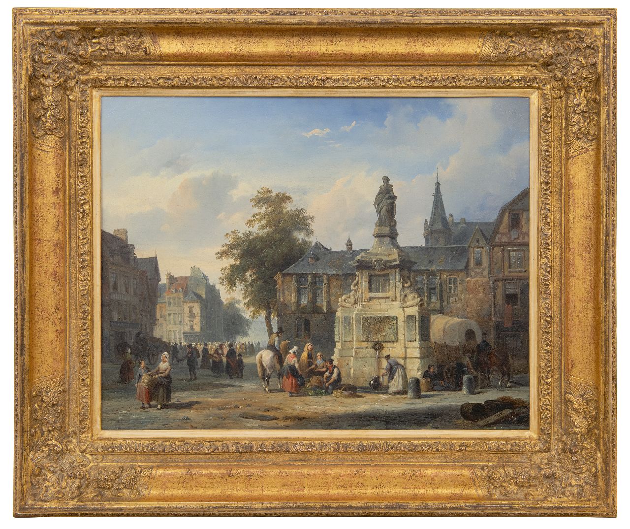 Springer C. | Cornelis Springer | Schilderijen te koop aangeboden | Gezicht op de waterpomp met het standbeeld van Jeanne d'Arc op de Place de la Pucelle, Rouen, olieverf op doek 41,6 x 53,6 cm, gesigneerd rechtsonder met monogram en gedateerd '45 Springer C. | Cornelis Springer | Schilderijen te koop aangeboden | Gezicht op de waterpomp met het standbeeld van Jeanne d'Arc op de Place de la Pucelle, Rouen, olieverf op doek 41,6 x 53,6 cm, gesigneerd rechtsonder met monogram en gedateerd '45