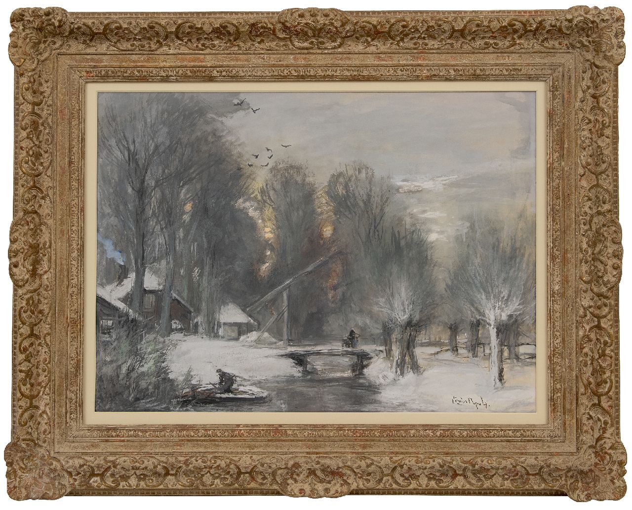 Apol L.F.H. | Lodewijk Franciscus Hendrik 'Louis' Apol | Aquarellen en tekeningen te koop aangeboden | Besneeuwd landschap, gouache op papier 48,0 x 63,0 cm, gesigneerd rechtsonder Apol L.F.H. | Lodewijk Franciscus Hendrik 'Louis' Apol | Aquarellen en tekeningen te koop aangeboden | Besneeuwd landschap, gouache op papier 48,0 x 63,0 cm, gesigneerd rechtsonder