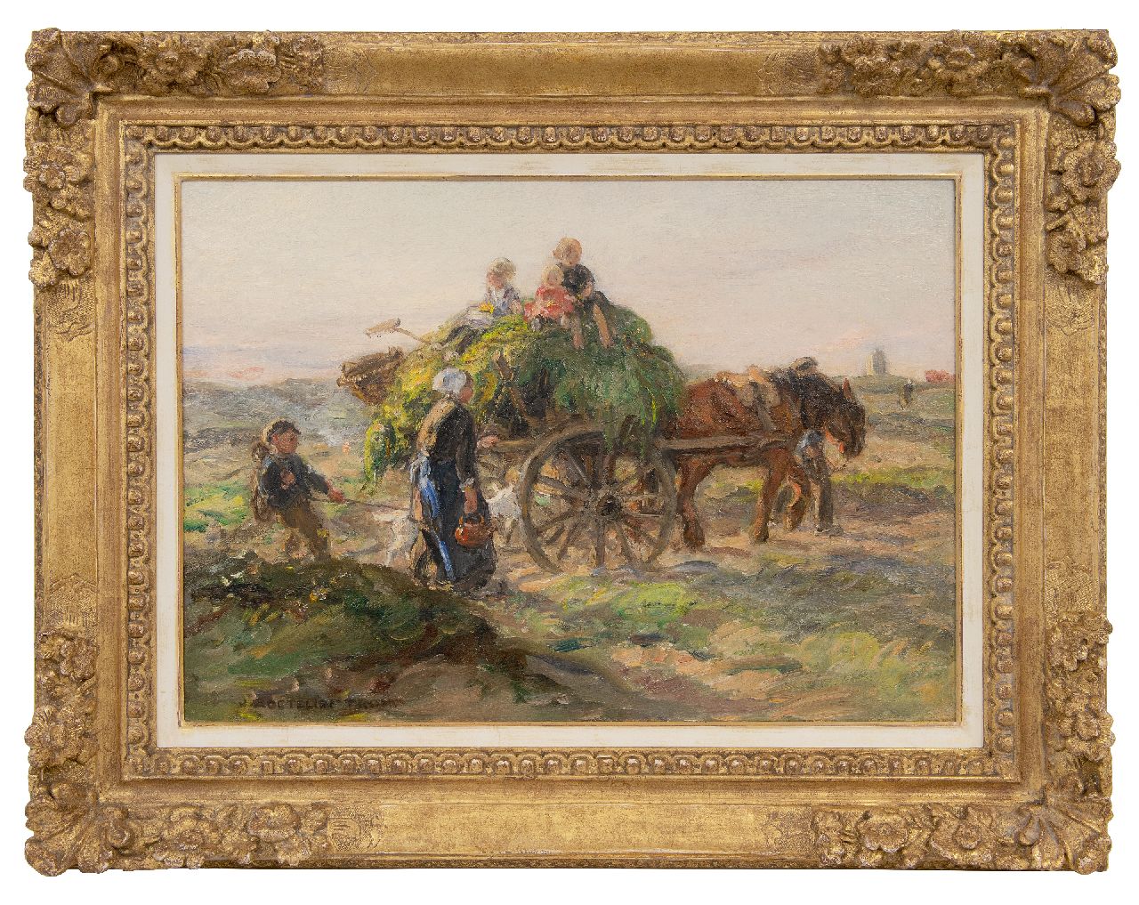 Zoetelief Tromp J.  | Johannes 'Jan' Zoetelief Tromp | Schilderijen te koop aangeboden | Huiswaarts met het gezin, Katwijk, olieverf op doek 40,2 x 56,5 cm, gesigneerd linksonder en verso
