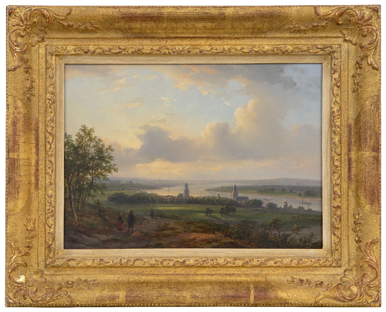 Kleijn L.J.  | Lodewijk Johannes Kleijn | Schilderijen te koop aangeboden | Gezicht op de Rijn bij Arnhem, olieverf op paneel 22,0 x 30,1 cm, gesigneerd linksonder