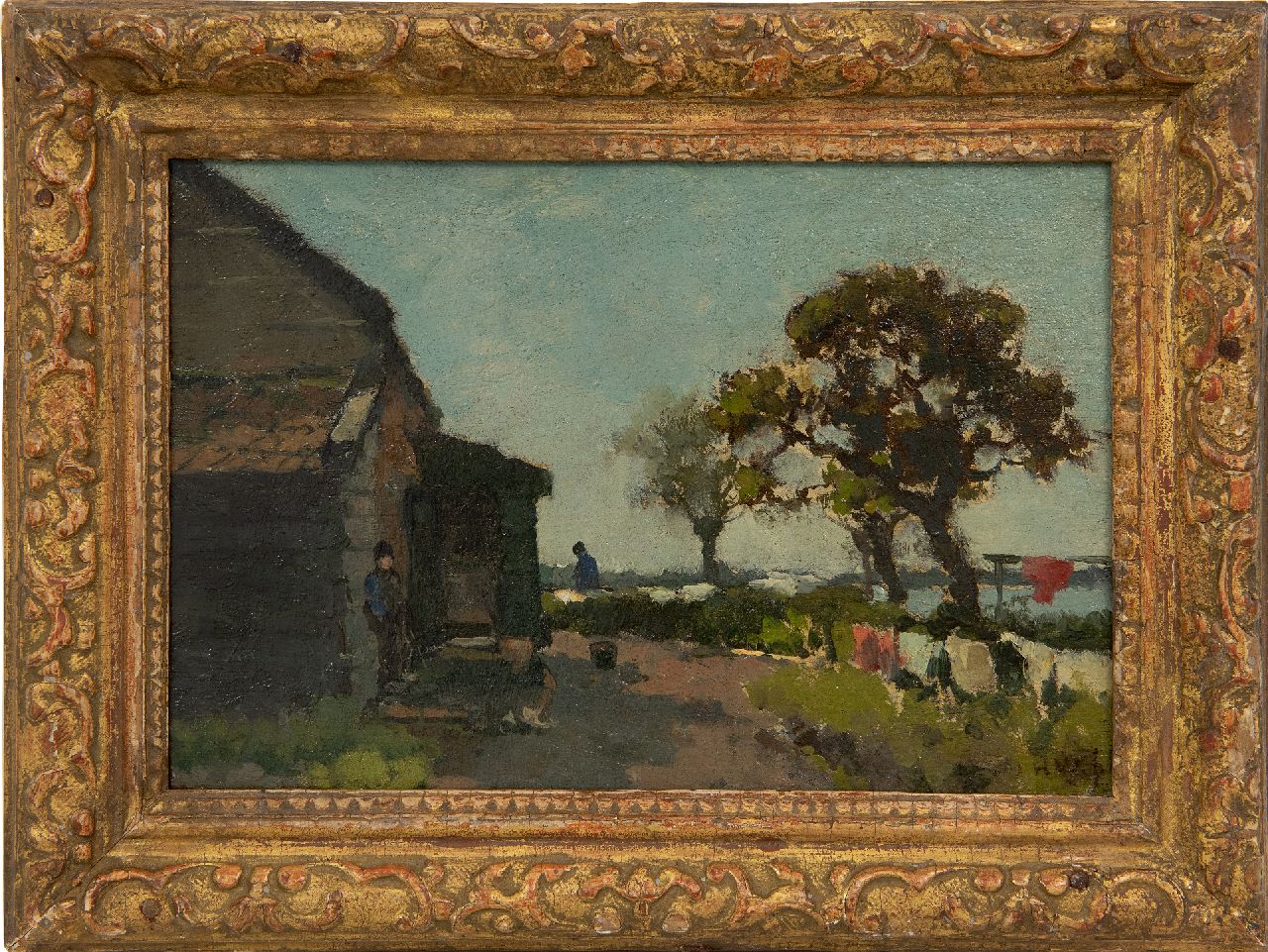 Weissenbruch H.J. | Hendrik Johannes 'J.H.' Weissenbruch | Schilderijen te koop aangeboden | Wasdag, olieverf op paneel 16,1 x 23,6 cm, gesigneerd rechtsonder met initialen en te dateren ca. 1875 Weissenbruch H.J. | Hendrik Johannes 'J.H.' Weissenbruch | Schilderijen te koop aangeboden | Wasdag, olieverf op paneel 16,1 x 23,6 cm, gesigneerd rechtsonder met initialen en te dateren ca. 1875