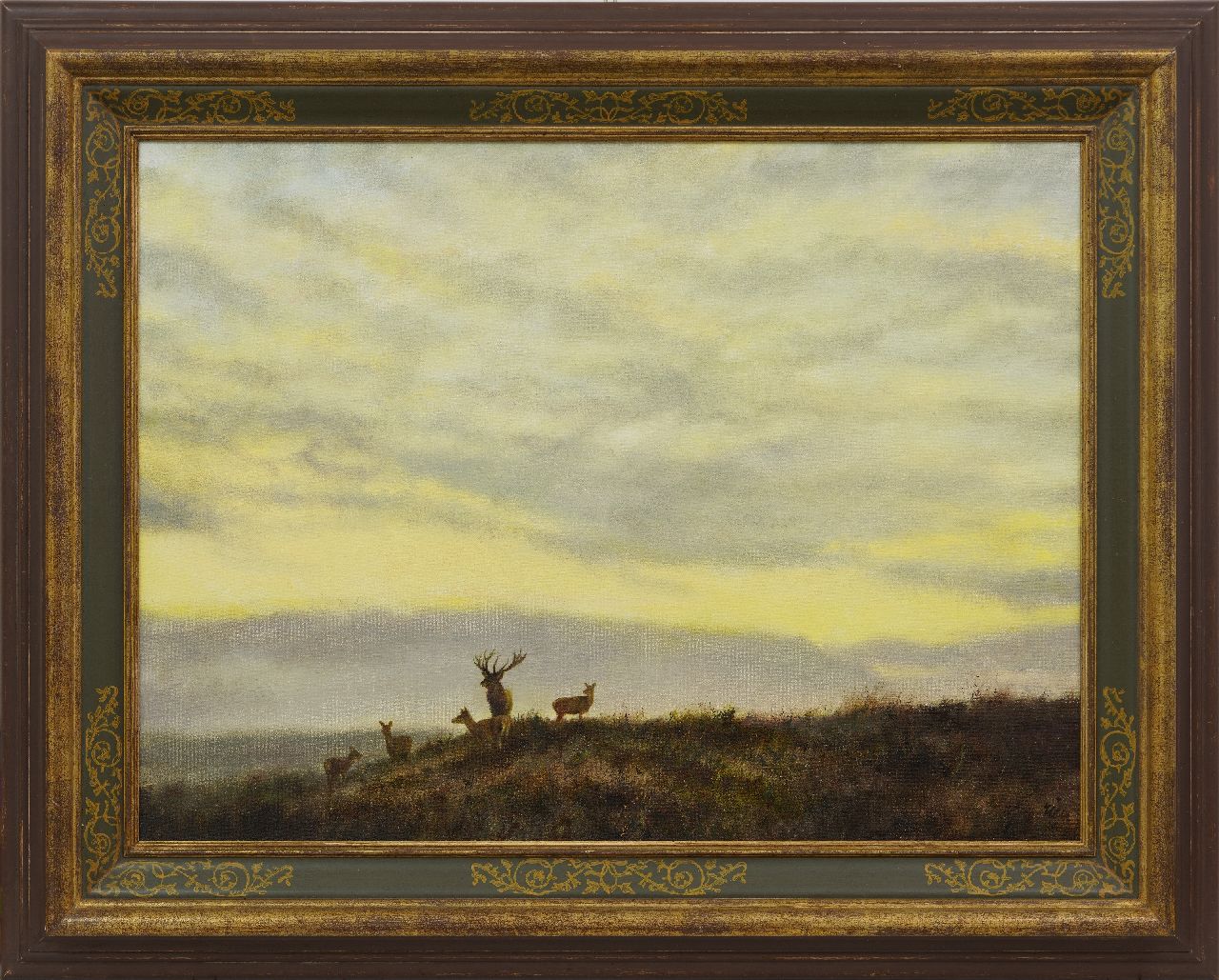 Poortvliet R.  | Rien Poortvliet, Herten in een heidelandschap, olieverf op doek 60,0 x 80,0 cm, gesigneerd rechtsonder