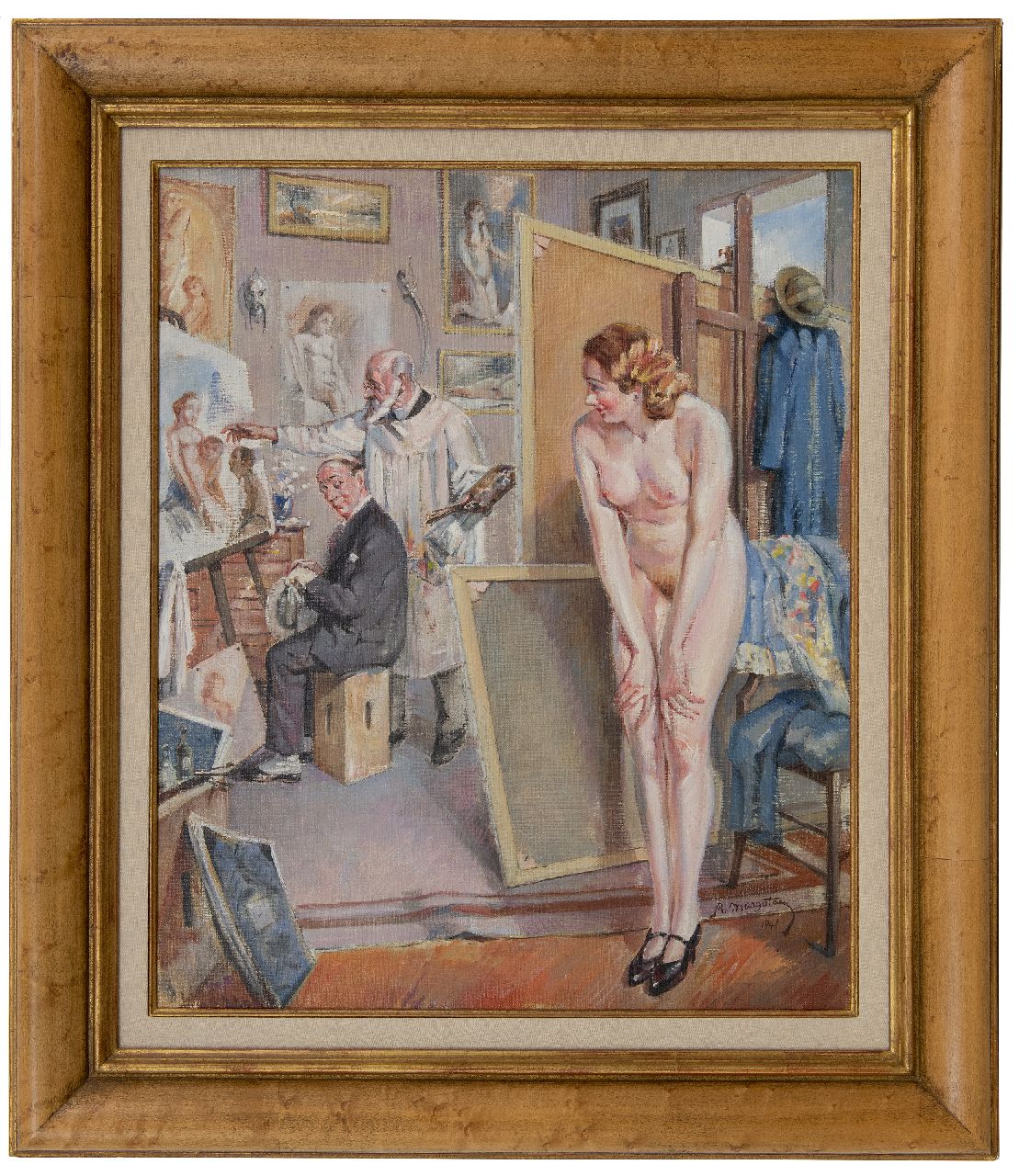 Margoteau R.P. | René Pierre Margoteau | Schilderijen te koop aangeboden | Het favoriete model, olieverf op doek 60,2 x 50,1 cm, gesigneerd rechtsonder en gedateerd 1941 Margoteau R.P. | René Pierre Margoteau | Schilderijen te koop aangeboden | Het favoriete model, olieverf op doek 60,2 x 50,1 cm, gesigneerd rechtsonder en gedateerd 1941