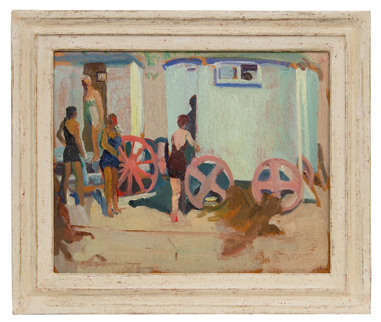 Kuijten H.J. | Henricus Johannes 'Harrie' Kuijten, Badkoetsjes, olieverf op paneel 32,9 x 40,9 cm, gesigneerd rechtsonder en te dateren ca. 1917-1925 Kuijten H.J. | Henricus Johannes 'Harrie' Kuijten, Badkoetsjes, olieverf op paneel 32,9 x 40,9 cm, gesigneerd rechtsonder en te dateren ca. 1917-1925
