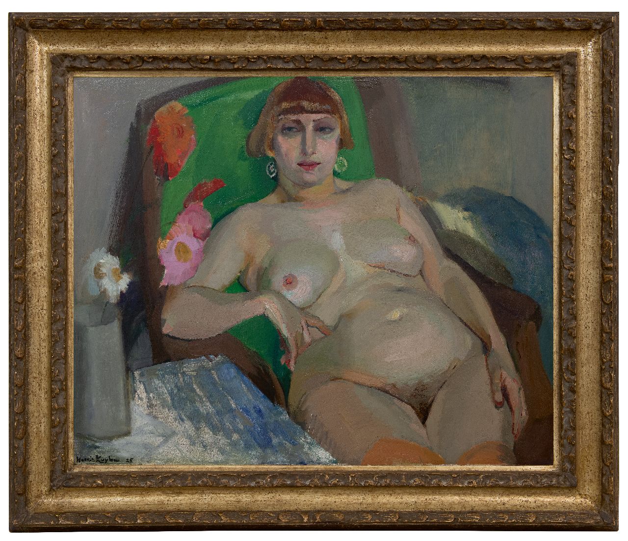 Kuijten H.J.  | Henricus Johannes 'Harrie' Kuijten, Vrouwelijk naakt, olieverf op doek 66,2 x 81,0 cm, gesigneerd linksonder en gedateerd '25