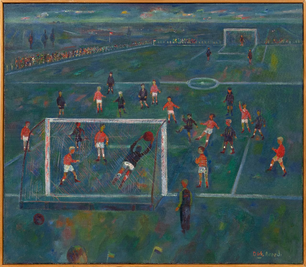 Breed D.C.  | 'Dirk' Cornelis Breed | Schilderijen te koop aangeboden | Voetbalwedstrijd van Oranje -  ..., olieverf op doek 70,0 x 80,2 cm, gesigneerd rechtsonder