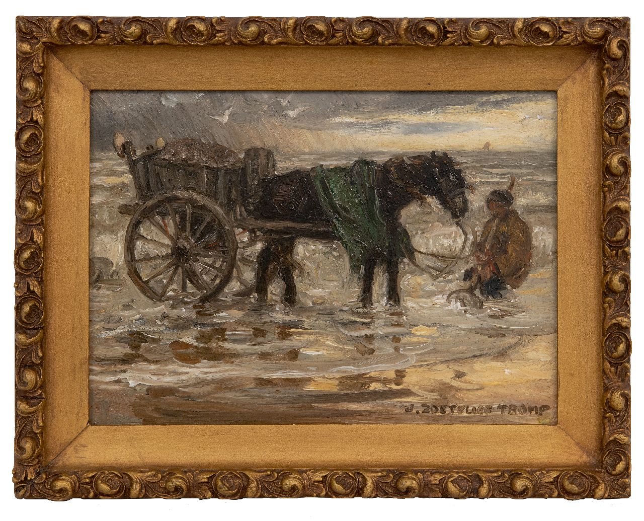 Zoetelief Tromp J. | Johannes 'Jan' Zoetelief Tromp | Schilderijen te koop aangeboden | Schelpenvisser, Katwijk, olieverf op doek 19,2 x 26,3 cm, gesigneerd rechtsonder en verso gedateerd 1901 Zoetelief Tromp J. | Johannes 'Jan' Zoetelief Tromp | Schilderijen te koop aangeboden | Schelpenvisser, Katwijk, olieverf op doek 19,2 x 26,3 cm, gesigneerd rechtsonder en verso gedateerd 1901