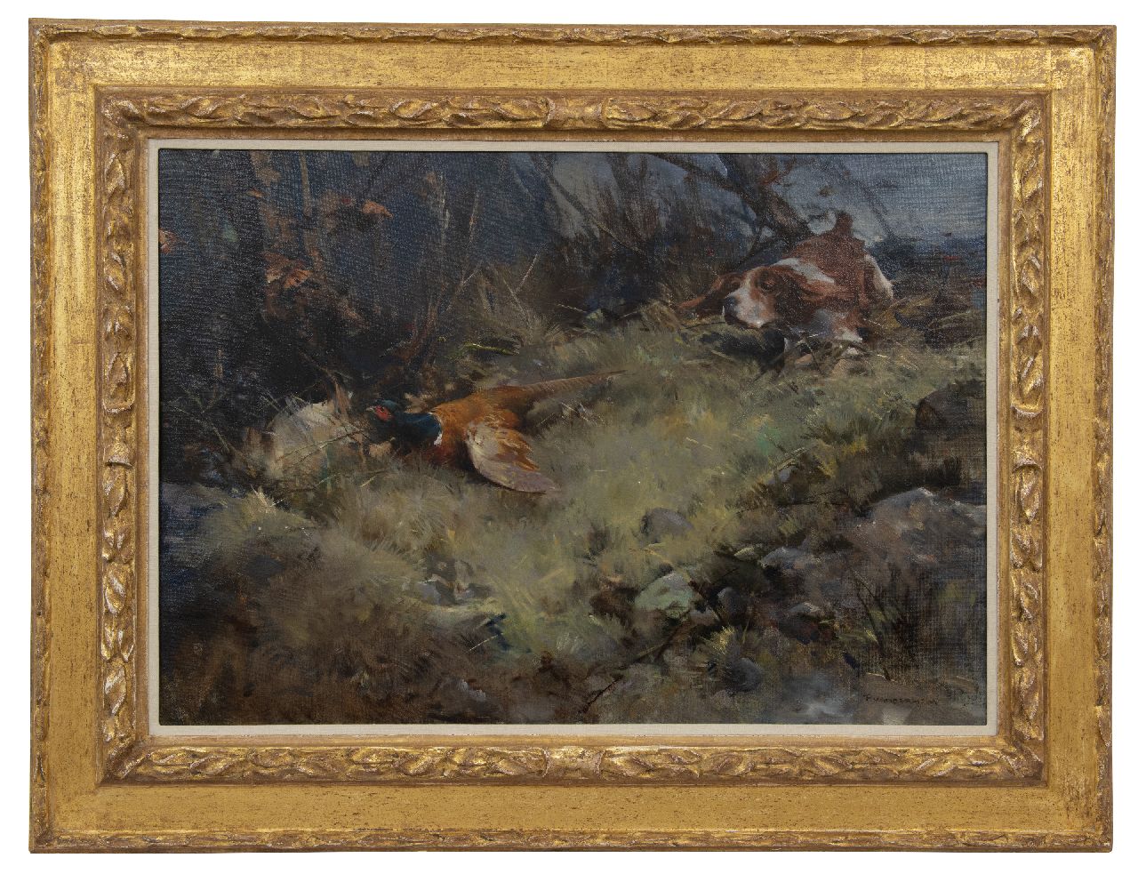 Hem P. van der | Pieter 'Piet' van der Hem, Fazantenjacht, olieverf op doek 70,2 x 102,0 cm, gesigneerd rechtsonder Hem P. van der | Pieter 'Piet' van der Hem, Fazantenjacht, olieverf op doek 70,2 x 102,0 cm, gesigneerd rechtsonder