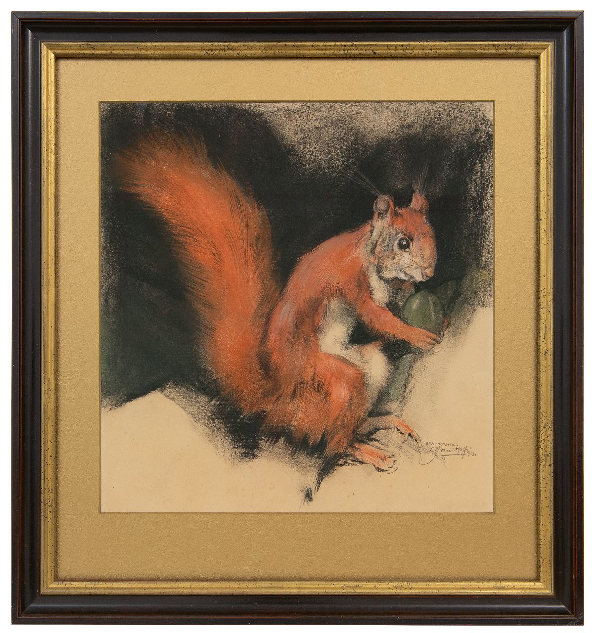 Hoff A.J. van 't | Adrianus Johannes 'Adriaan' van 't Hoff | Aquarellen en tekeningen te koop aangeboden | Eekhoorntje, houtskool en pastel op papier 28,2 x 27,2 cm, gesigneerd rechtsonder en gedateerd 1923 Hoff A.J. van 't | Adrianus Johannes 'Adriaan' van 't Hoff | Aquarellen en tekeningen te koop aangeboden | Eekhoorntje, houtskool en pastel op papier 28,2 x 27,2 cm, gesigneerd rechtsonder en gedateerd 1923
