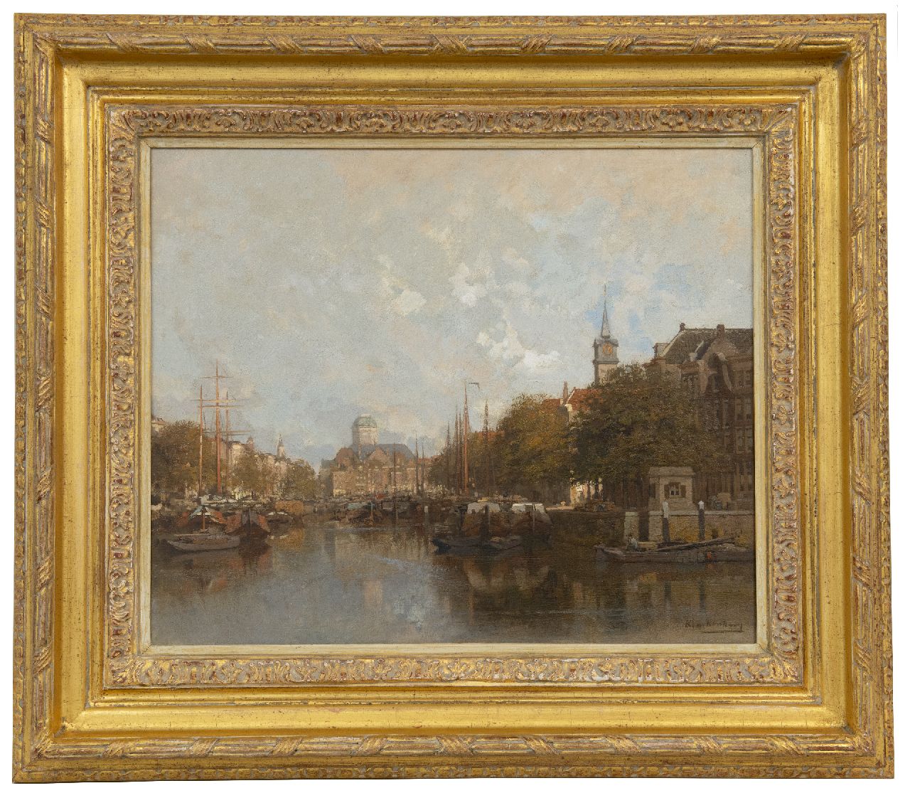 Klinkenberg J.C.K. | Johannes Christiaan Karel Klinkenberg | Schilderijen te koop aangeboden | De Leuvehaven te Rotterdam, met op de achtergrond de Steiger kerk en de vismarkt, olieverf op doek 39,1 x 47,1 cm, gesigneerd rechtsonder Klinkenberg J.C.K. | Johannes Christiaan Karel Klinkenberg | Schilderijen te koop aangeboden | De Leuvehaven te Rotterdam, met op de achtergrond de Steiger kerk en de vismarkt, olieverf op doek 39,1 x 47,1 cm, gesigneerd rechtsonder
