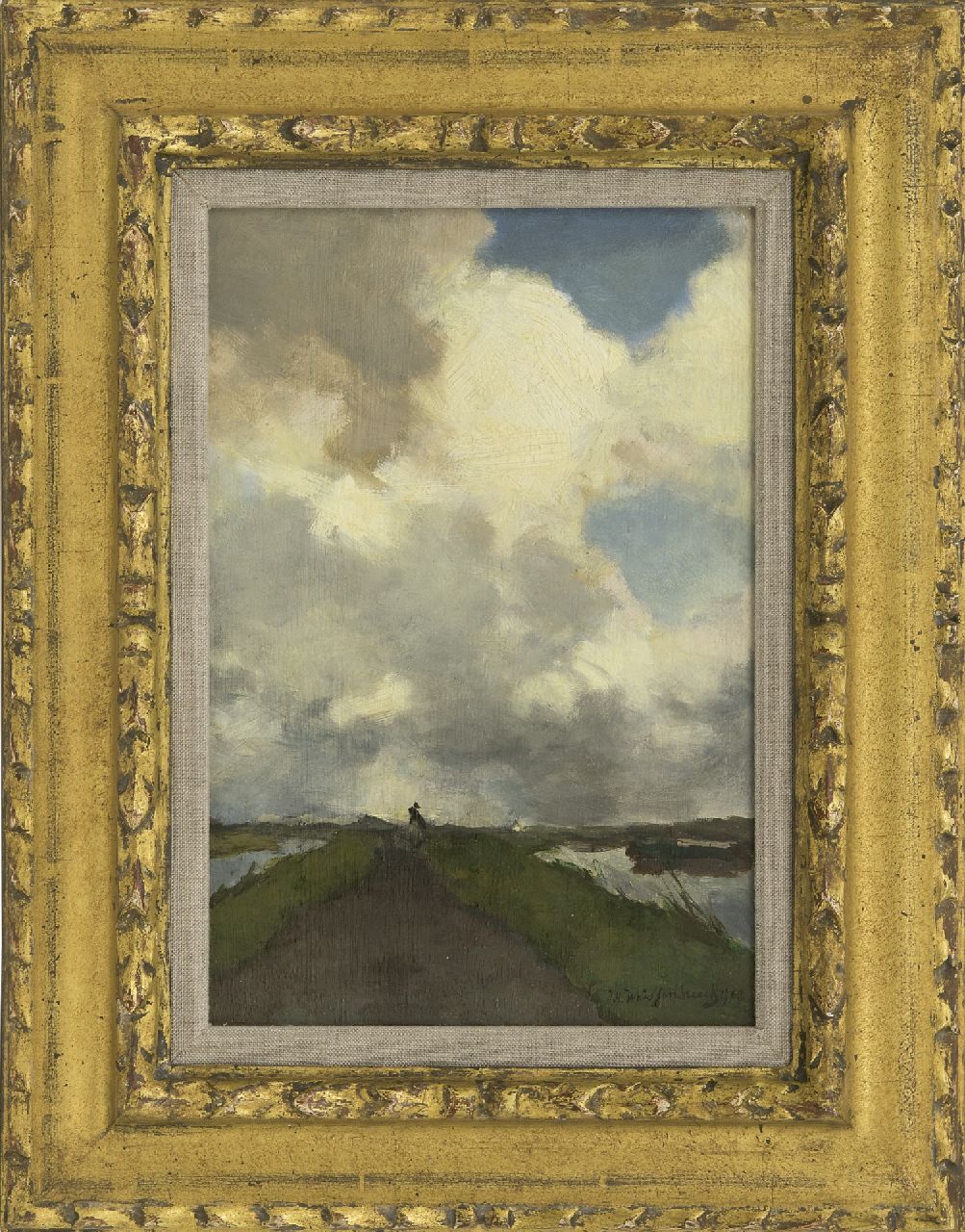 Weissenbruch H.J. | Hendrik Johannes 'J.H.' Weissenbruch, Ruiter op een jaagpad, olieverf op paneel 26,6 x 18,0 cm, gesigneerd rechtsonder en gedateerd 1903 Weissenbruch H.J. | Hendrik Johannes 'J.H.' Weissenbruch, Ruiter op een jaagpad, olieverf op paneel 26,6 x 18,0 cm, gesigneerd rechtsonder en gedateerd 1903