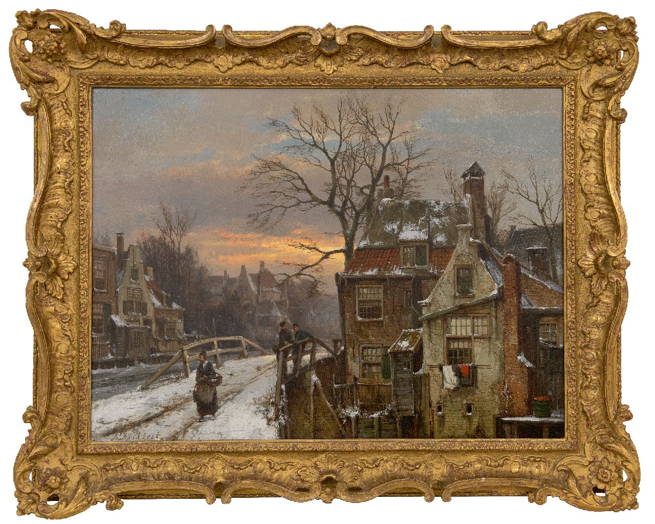 Koekkoek W.  | Willem Koekkoek | Schilderijen te koop aangeboden | Besneeuwd Hollands grachtje, olieverf op doek 45,3 x 60,0 cm, gesigneerd linksonder