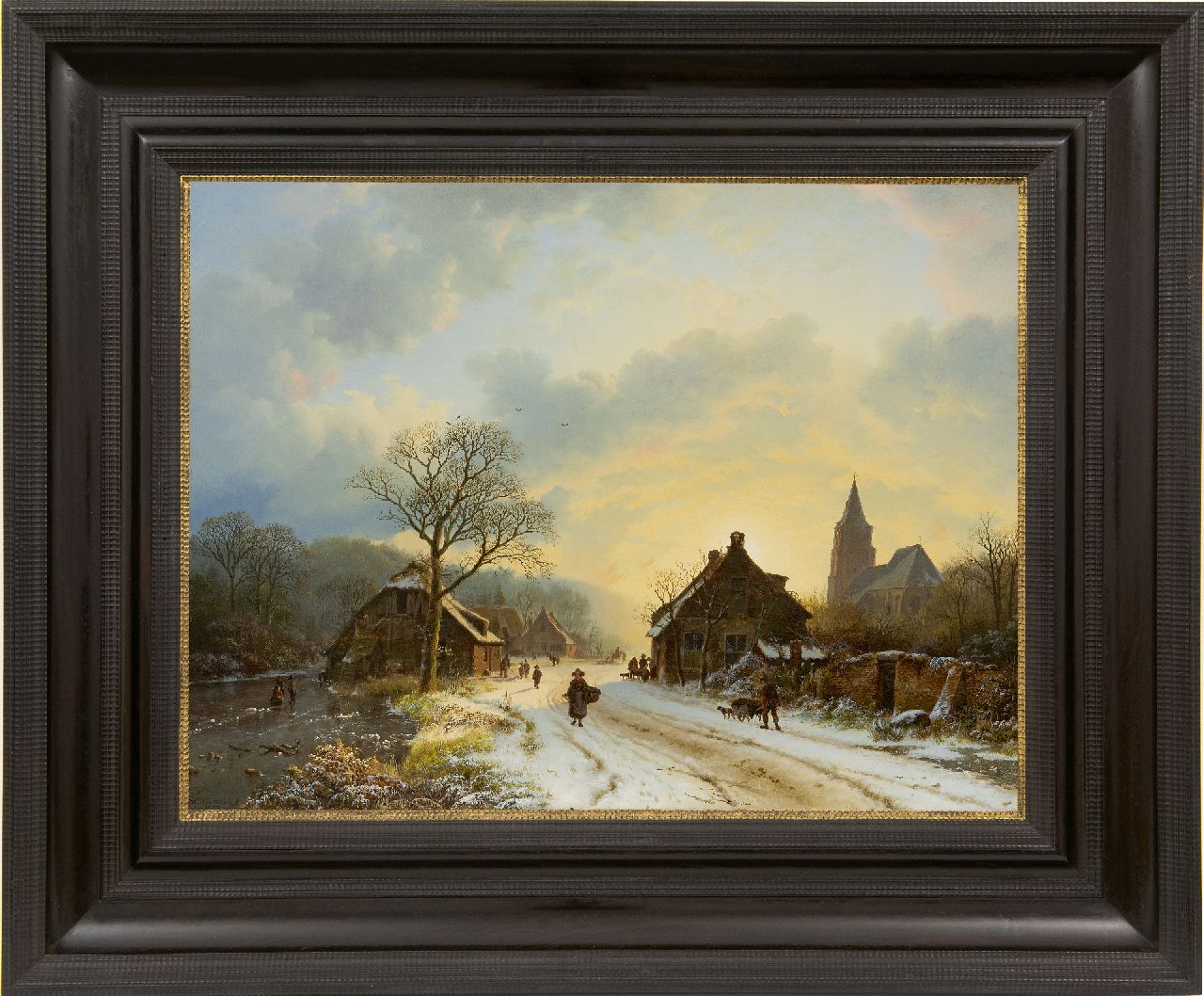 Koekkoek B.C. | Barend Cornelis Koekkoek | Schilderijen te koop aangeboden | Nederrijns winterlandschap met kerkje, geïnspireerd op de dorpskerk te Aerdt, olieverf op doek 39,7 x 52,4 cm, gesigneerd linksonder en gedateerd 1837 Koekkoek B.C. | Barend Cornelis Koekkoek | Schilderijen te koop aangeboden | Nederrijns winterlandschap met kerkje, geïnspireerd op de dorpskerk te Aerdt, olieverf op doek 39,7 x 52,4 cm, gesigneerd linksonder en gedateerd 1837