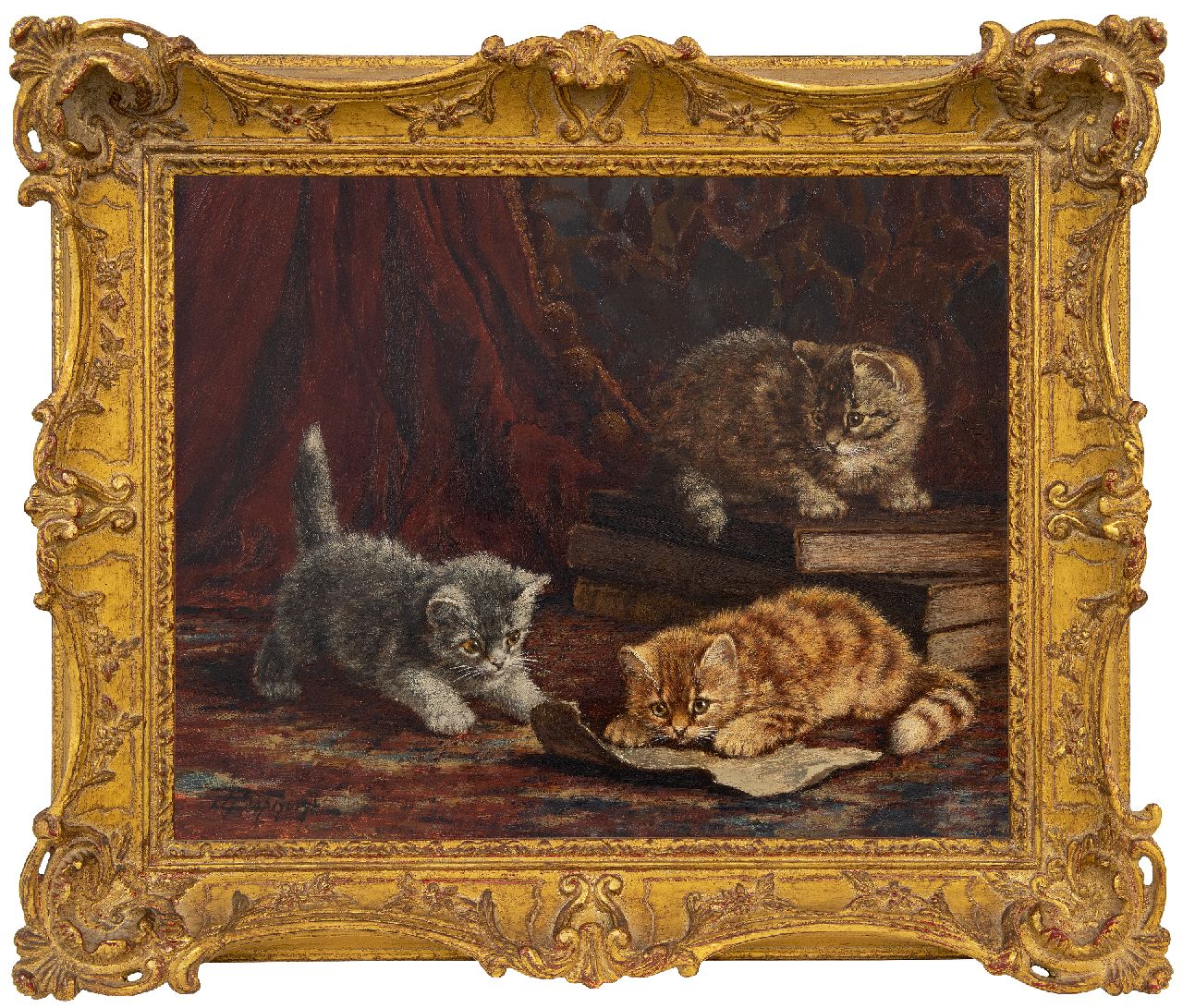 Raaphorst C. | Cornelis Raaphorst, Drie spelende katjes, olieverf op doek 40,3 x 50,2 cm, gesigneerd linksonder Raaphorst C. | Cornelis Raaphorst, Drie spelende katjes, olieverf op doek 40,3 x 50,2 cm, gesigneerd linksonder