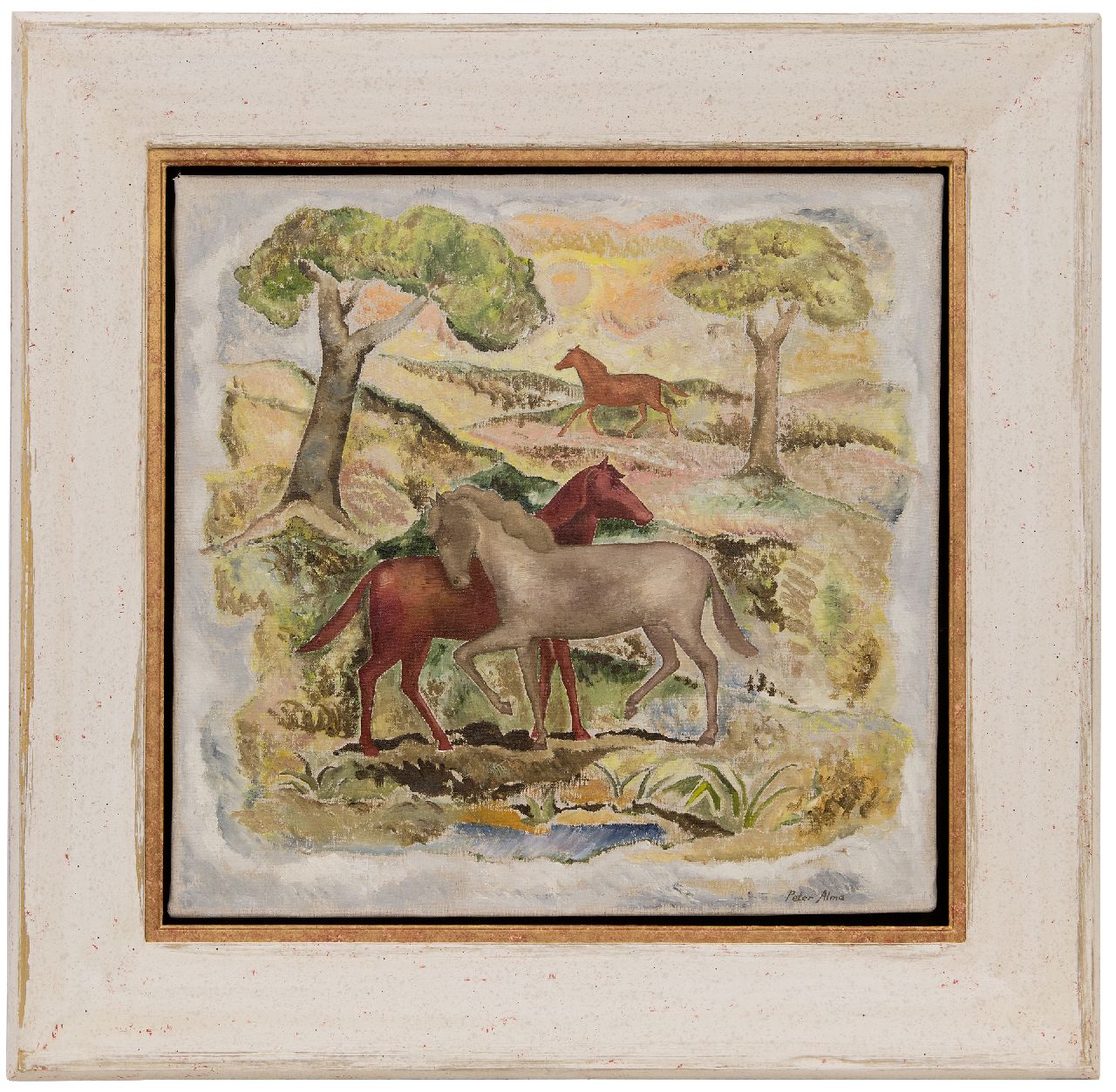 Alma P.  | Petrus 'Peter' Alma | Schilderijen te koop aangeboden | De Paarden, olieverf op doek 48,7 x 50,3 cm, gesigneerd rechtsonder