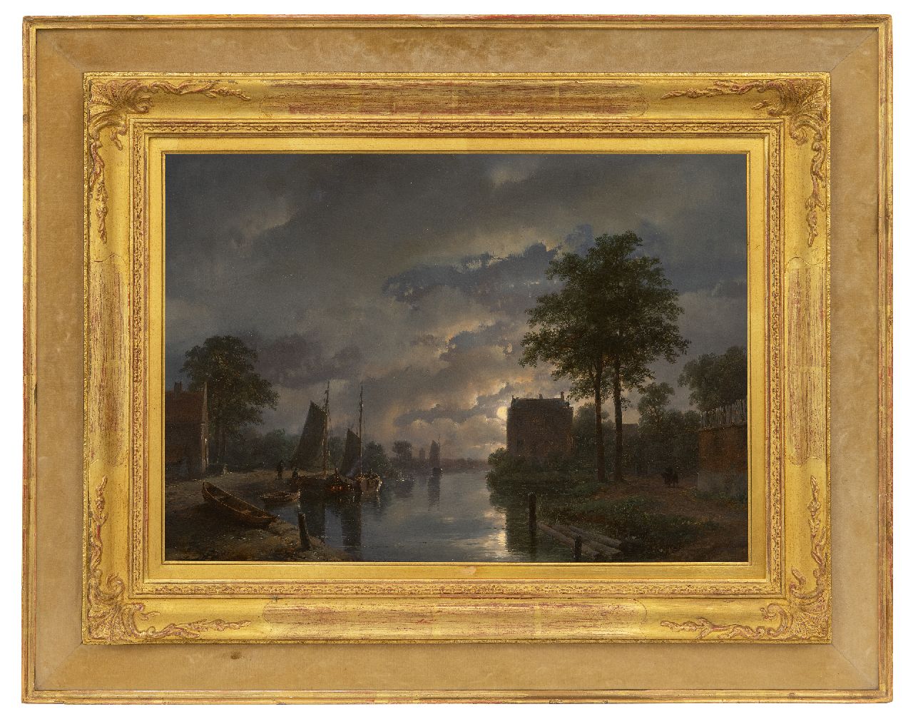 Schelfhout A. | Andreas Schelfhout, Riviergezicht bij maanlicht, olieverf op paneel 32,5 x 45,9 cm, gesigneerd rechtsonder en gedateerd '57 Schelfhout A. | Andreas Schelfhout, Riviergezicht bij maanlicht, olieverf op paneel 32,5 x 45,9 cm, gesigneerd rechtsonder en gedateerd '57