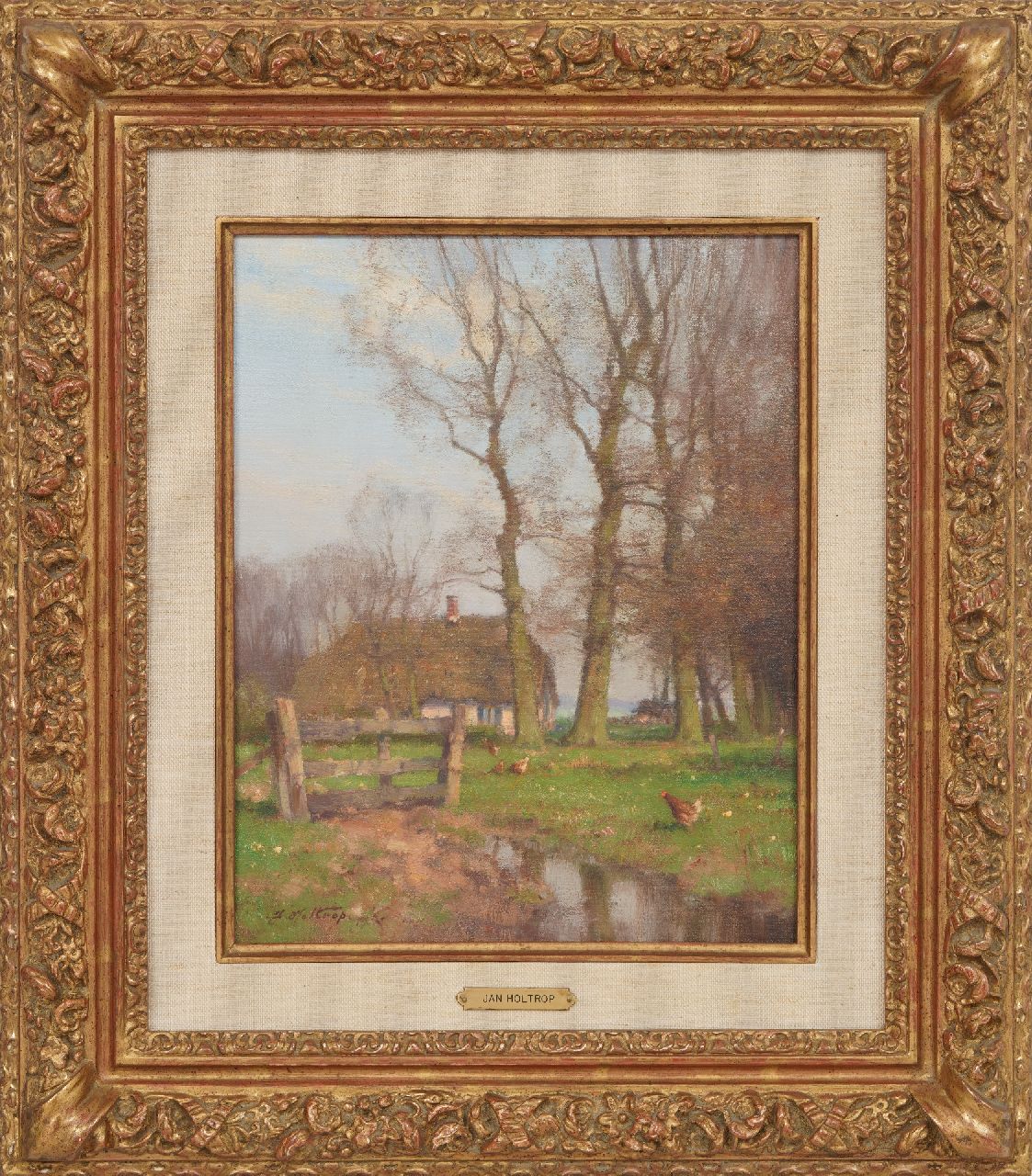 Holtrup J. | Jan Holtrup | Schilderijen te koop aangeboden | Boerderij tussen bomen, olieverf op doek 28,9 x 22,9 cm, gesigneerd linksonder Holtrup J. | Jan Holtrup | Schilderijen te koop aangeboden | Boerderij tussen bomen, olieverf op doek 28,9 x 22,9 cm, gesigneerd linksonder