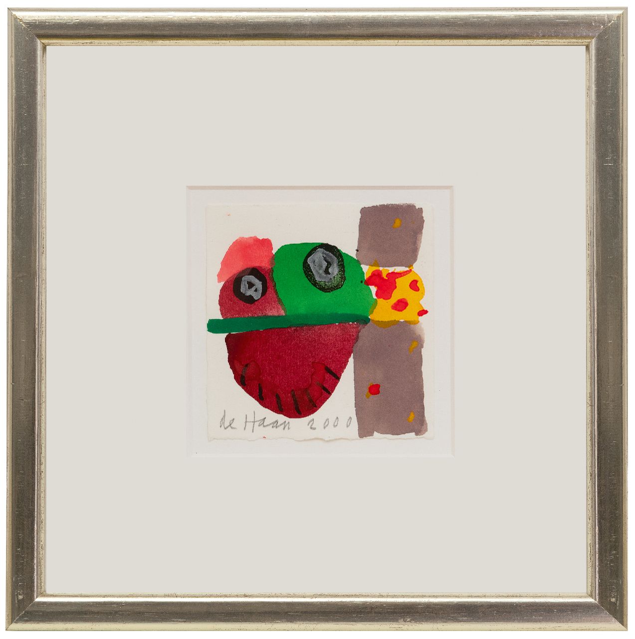 Haan J. de | Jurjen de Haan | Aquarellen en tekeningen te koop aangeboden | Compositie, gouache op papier 12,2 x 12,0 cm, gesigneerd linksonder en gedateerd 2000 Haan J. de | Jurjen de Haan | Aquarellen en tekeningen te koop aangeboden | Compositie, gouache op papier 12,2 x 12,0 cm, gesigneerd linksonder en gedateerd 2000