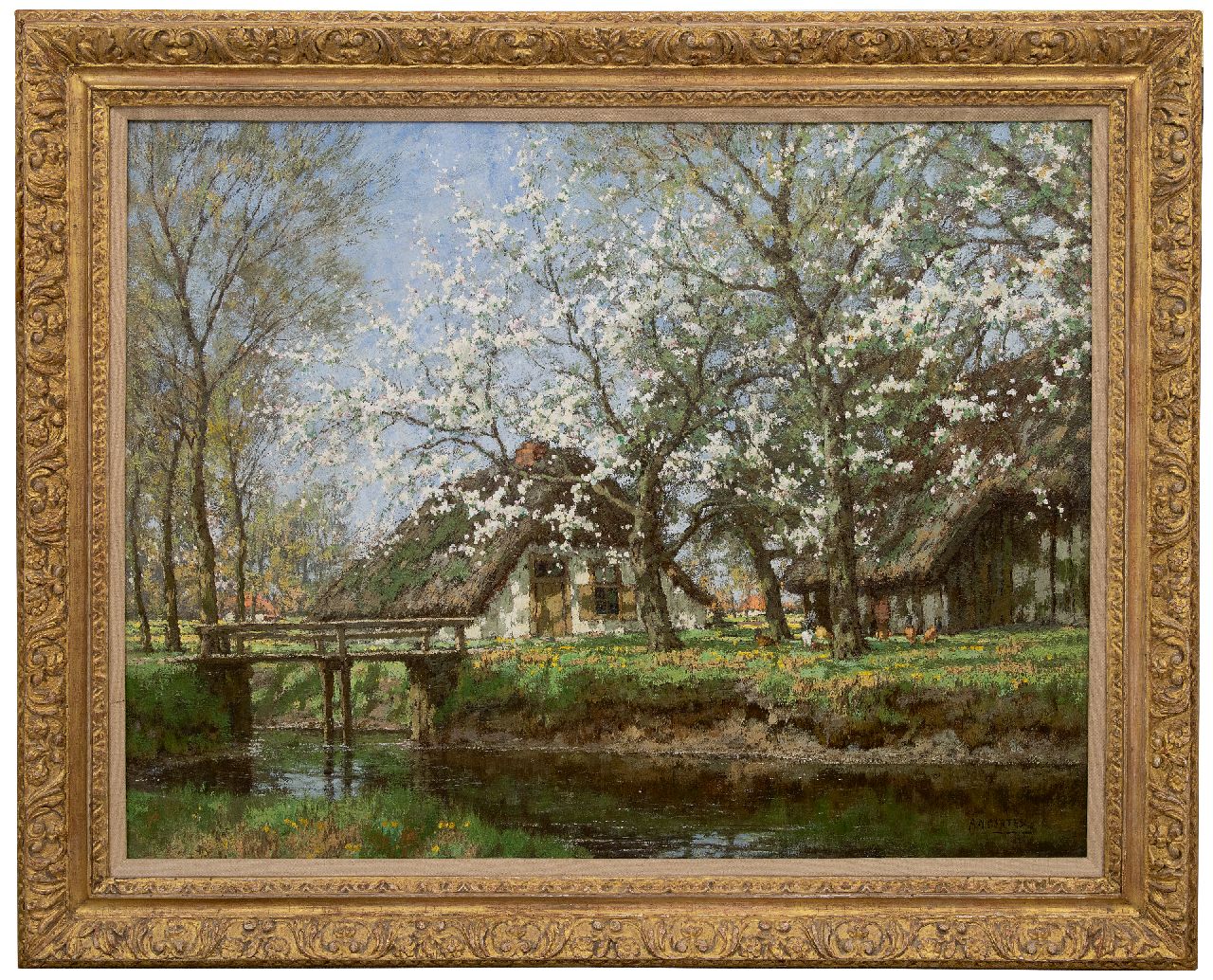 Gorter A.M. | 'Arnold' Marc Gorter | Schilderijen te koop aangeboden | Lente aan de Vordense beek, olieverf op doek 77,5 x 104,6 cm, gesigneerd rechtsonder Gorter A.M. | 'Arnold' Marc Gorter | Schilderijen te koop aangeboden | Lente aan de Vordense beek, olieverf op doek 77,5 x 104,6 cm, gesigneerd rechtsonder