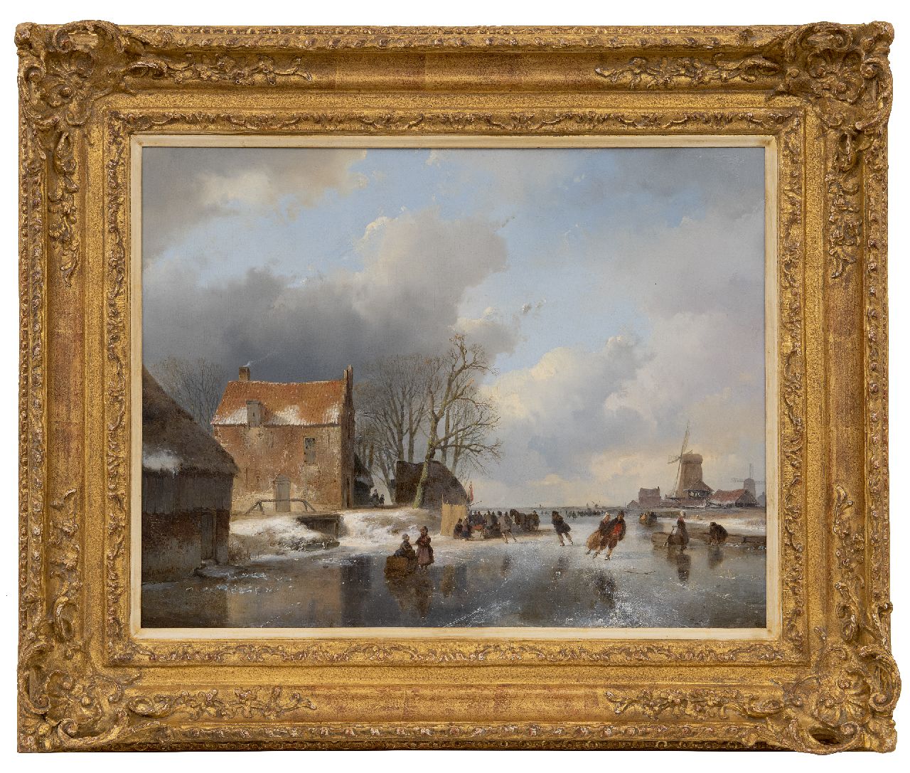 Schelfhout A. | Andreas Schelfhout | Schilderijen te koop aangeboden | Bevroren rivier met schaatsers en een koek-en-zopietent, olieverf op paneel 40,6 x 52,6 cm, gesigneerd linksonder en gedateerd '41 Schelfhout A. | Andreas Schelfhout | Schilderijen te koop aangeboden | Bevroren rivier met schaatsers en een koek-en-zopietent, olieverf op paneel 40,6 x 52,6 cm, gesigneerd linksonder en gedateerd '41