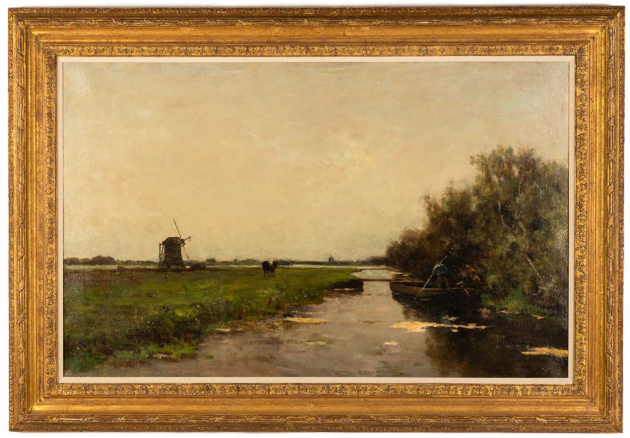 Bauffe V.  | Victor Bauffe, Punterende boer in weids landschap, olieverf op doek 63,2 x 100,3 cm, gesigneerd rechtsonder