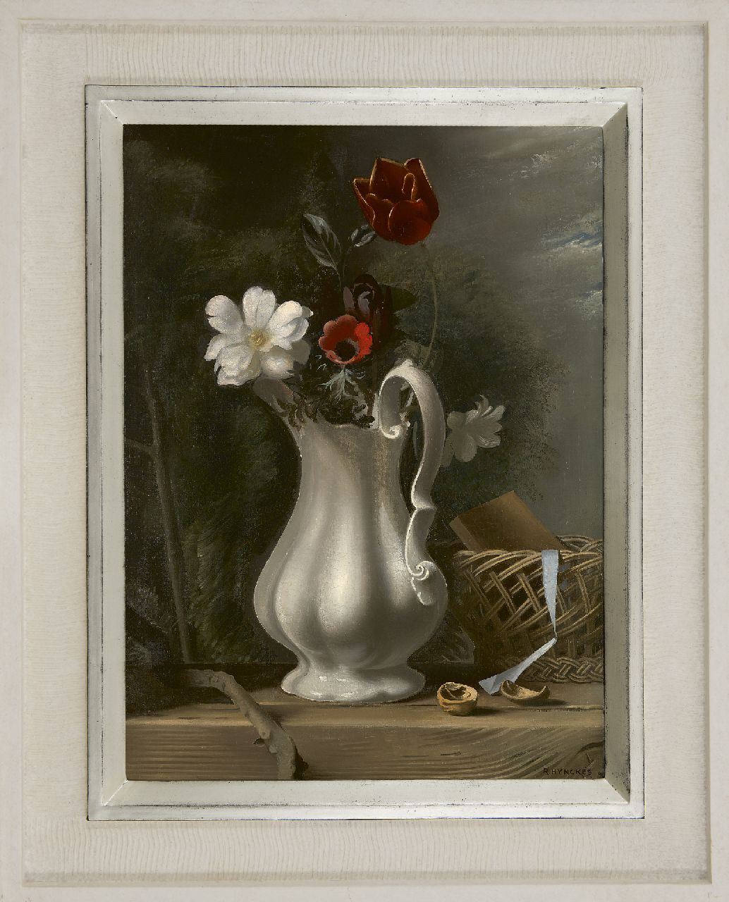Hynckes R. | Raoul Hynckes, Bloemstilleven, olieverf op doek 55,5 x 40,6 cm, gesigneerd rechtsonder Hynckes R. | Raoul Hynckes, Bloemstilleven, olieverf op doek 55,5 x 40,6 cm, gesigneerd rechtsonder
