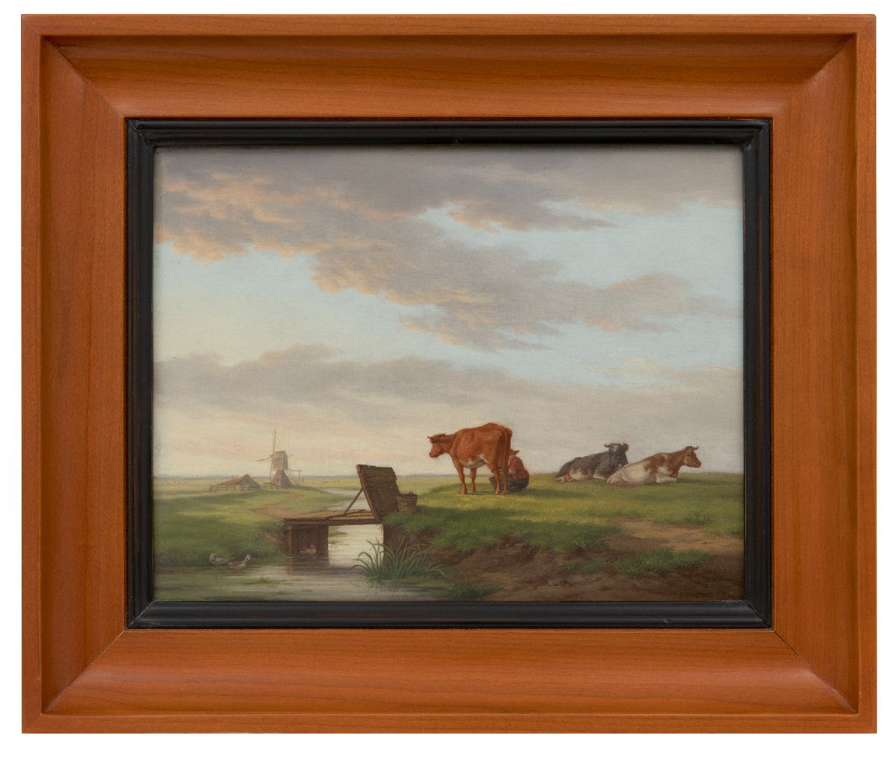 Burgh H.A. van der | Hendrik Adam van der Burgh | Schilderijen te koop aangeboden | Koeien in een landschap met molen, olieverf op paneel 20,4 x 26,3 cm, gesigneerd rechtsonder en gedateerd 1821 Burgh H.A. van der | Hendrik Adam van der Burgh | Schilderijen te koop aangeboden | Koeien in een landschap met molen, olieverf op paneel 20,4 x 26,3 cm, gesigneerd rechtsonder en gedateerd 1821