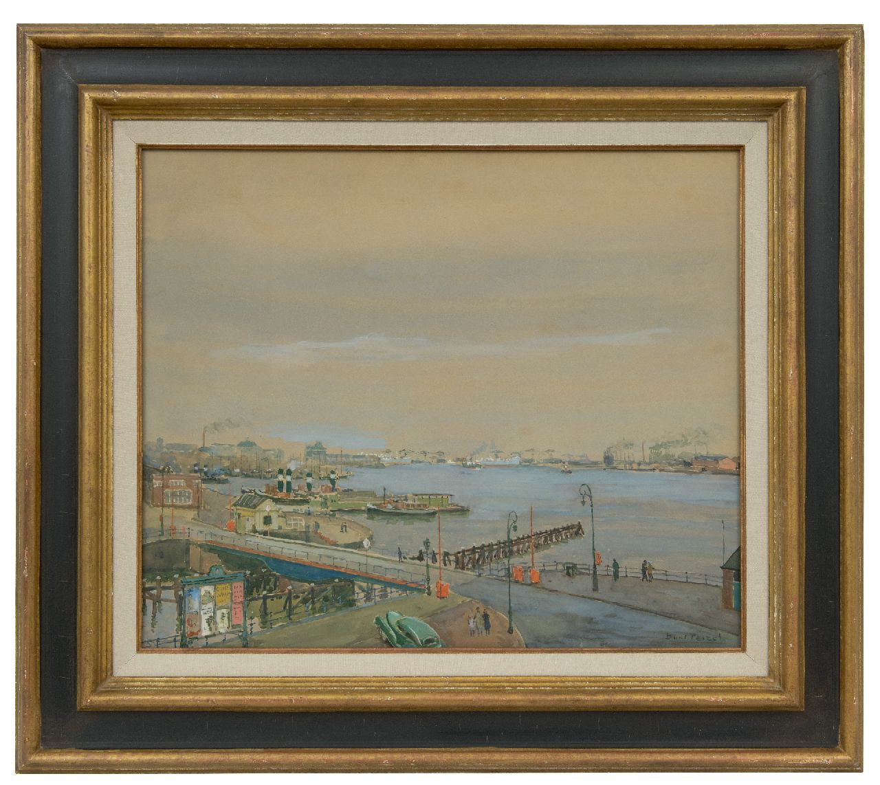 Peizel B. | Bartele 'Bart' Peizel | Aquarellen en tekeningen te koop aangeboden | Gezicht op de haven van Amsterdam, aquarel op schildersboard 49,1 x 58,8 cm, gesigneerd rechtsonder Peizel B. | Bartele 'Bart' Peizel | Aquarellen en tekeningen te koop aangeboden | Gezicht op de haven van Amsterdam, aquarel op schildersboard 49,1 x 58,8 cm, gesigneerd rechtsonder