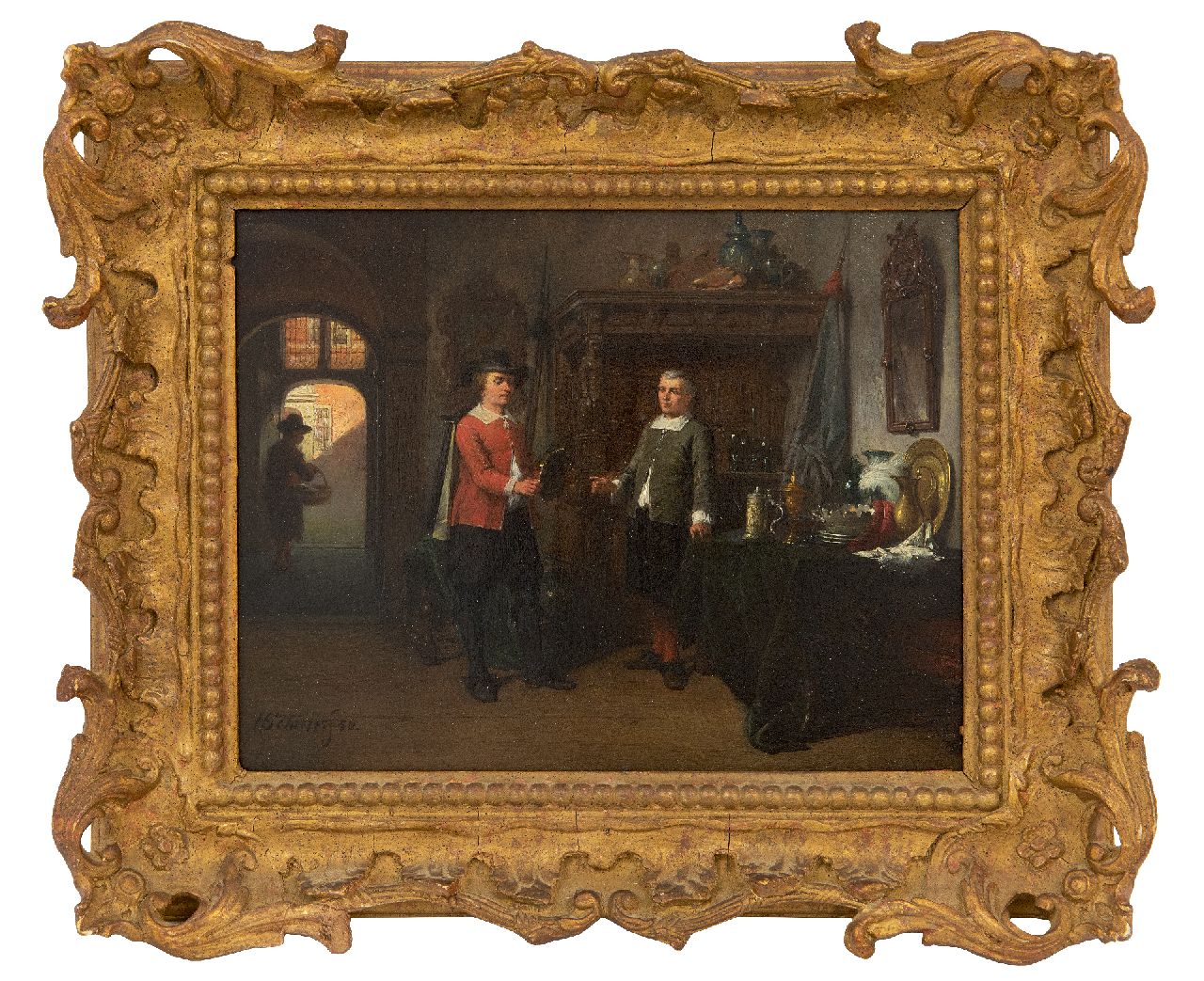 Scheeres H.J. | Hendricus Johannes Scheeres | Schilderijen te koop aangeboden | De connaisseurs, olieverf op paneel 17,6 x 23,6 cm, gesigneerd linksonder en gedateerd '58 Scheeres H.J. | Hendricus Johannes Scheeres | Schilderijen te koop aangeboden | De connaisseurs, olieverf op paneel 17,6 x 23,6 cm, gesigneerd linksonder en gedateerd '58
