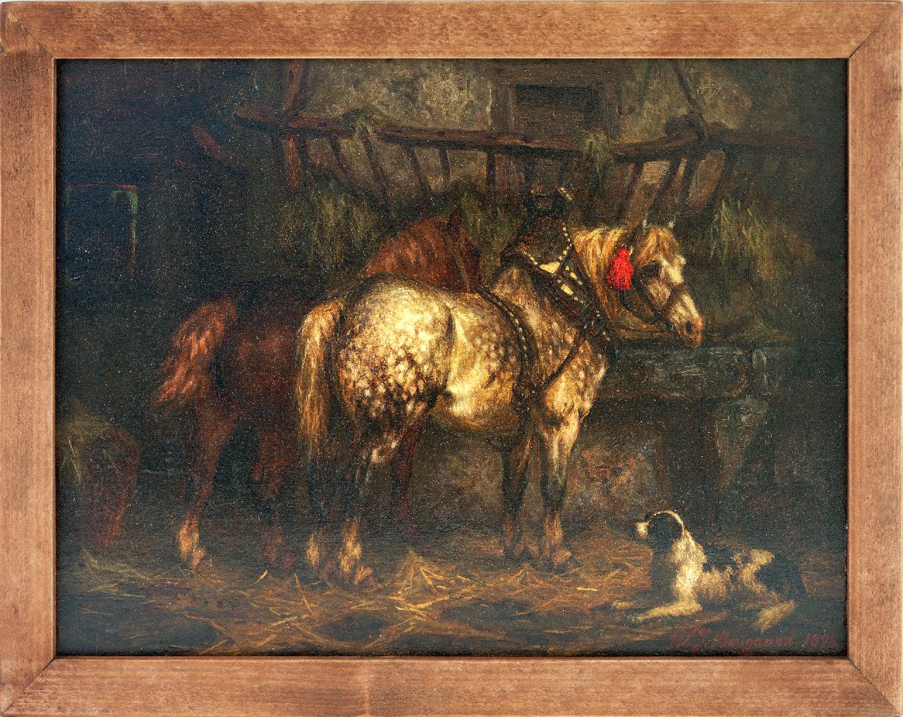 Boogaard W.J.  | Willem Johan Boogaard | Schilderijen te koop aangeboden | In de stal, olieverf op paneel 19,7 x 27,0 cm, gesigneerd rechtsonder en gedateerd 1878