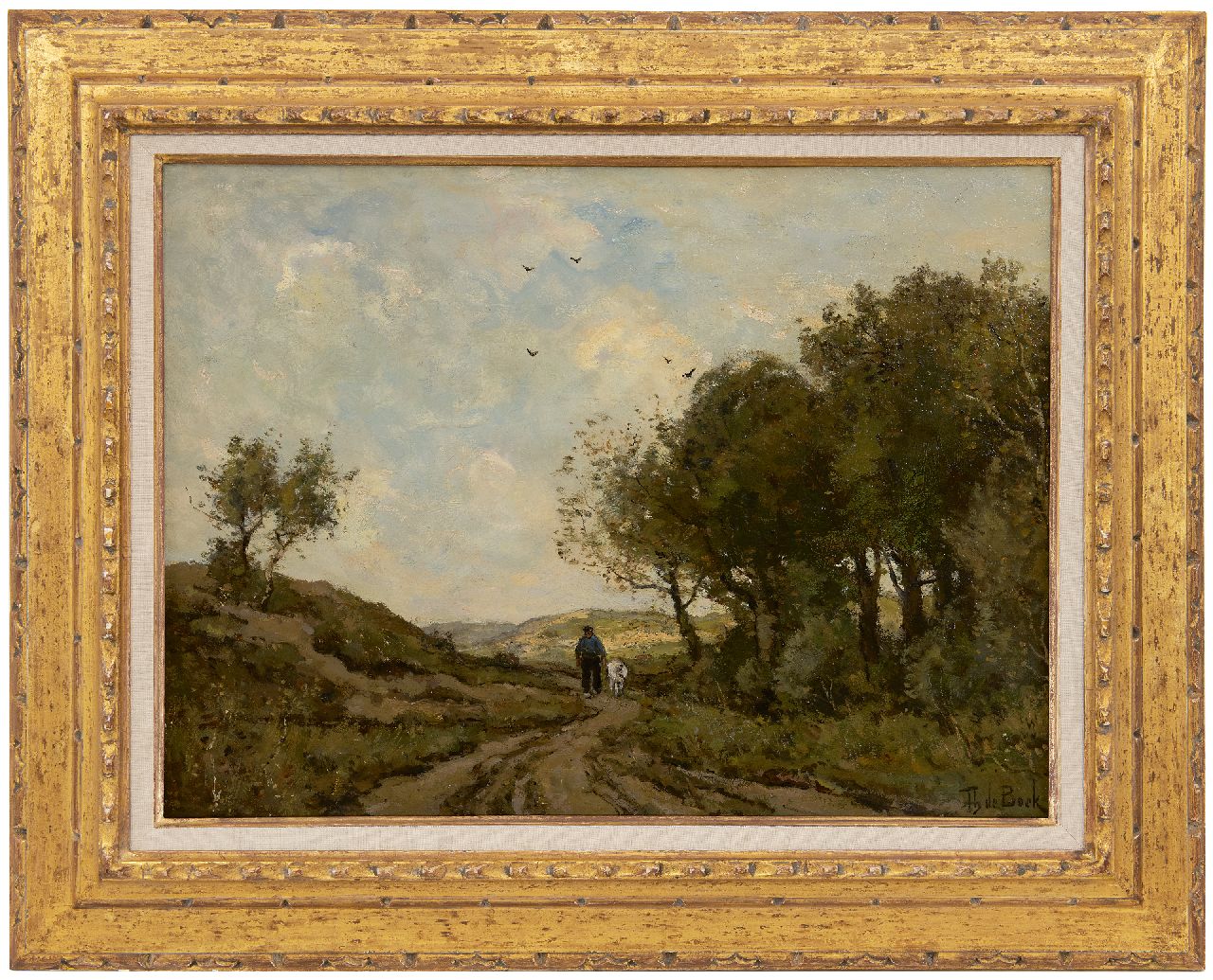 Bock T.E.A. de | Théophile Emile Achille de Bock, Geitenhoeder op een duinpad, olieverf op doek 42,8 x 58,0 cm, gesigneerd rechtsonder