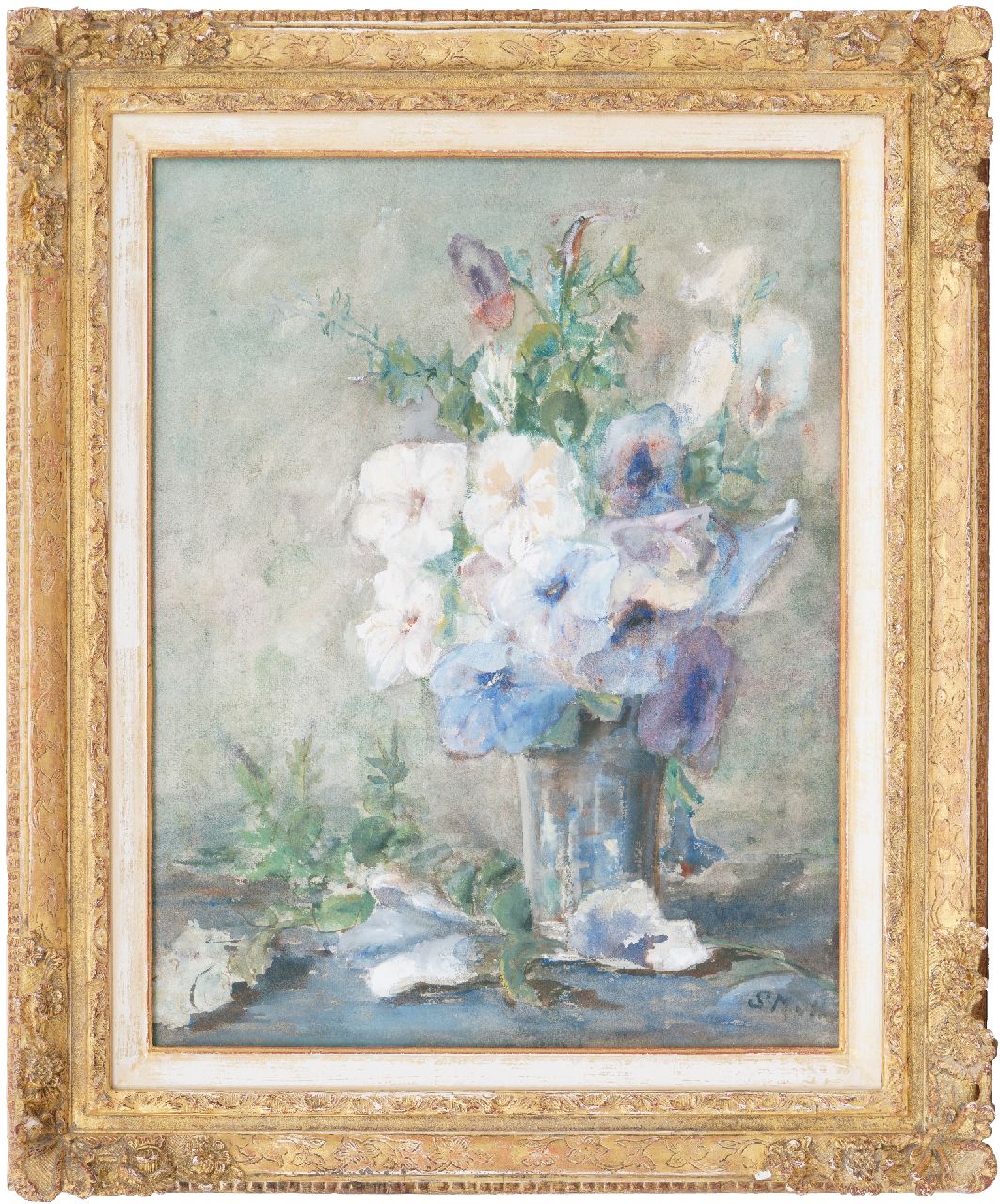 Mesdag-van Houten S. | Sina 'Sientje' Mesdag-van Houten, Bloemstilleven, aquarel op papier 56,4 x 43,9 cm, gesigneerd rechtsonder met initialen Mesdag-van Houten S. | Sina 'Sientje' Mesdag-van Houten, Bloemstilleven, aquarel op papier 56,4 x 43,9 cm, gesigneerd rechtsonder met initialen