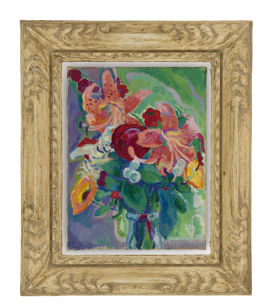 Gestel L.  | Leendert 'Leo' Gestel, Bloemstilleven met tijgerlelies, olieverf op doek 33,3 x 25,3 cm, gesigneerd linksonder en te dateren ca. 1912-1913