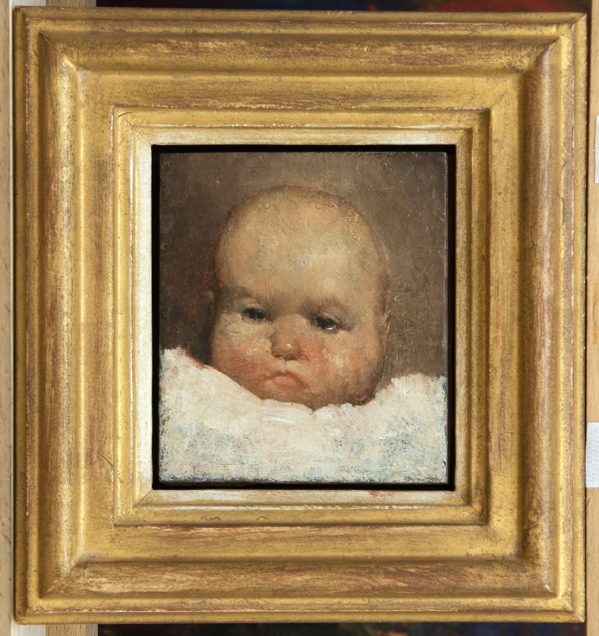 Berg W.H. van den | 'Willem' Hendrik van den Berg | Schilderijen te koop aangeboden | Babyportretje, olieverf op paneel 10,3 x 9,2 cm Berg W.H. van den | 'Willem' Hendrik van den Berg | Schilderijen te koop aangeboden | Babyportretje, olieverf op paneel 10,3 x 9,2 cm