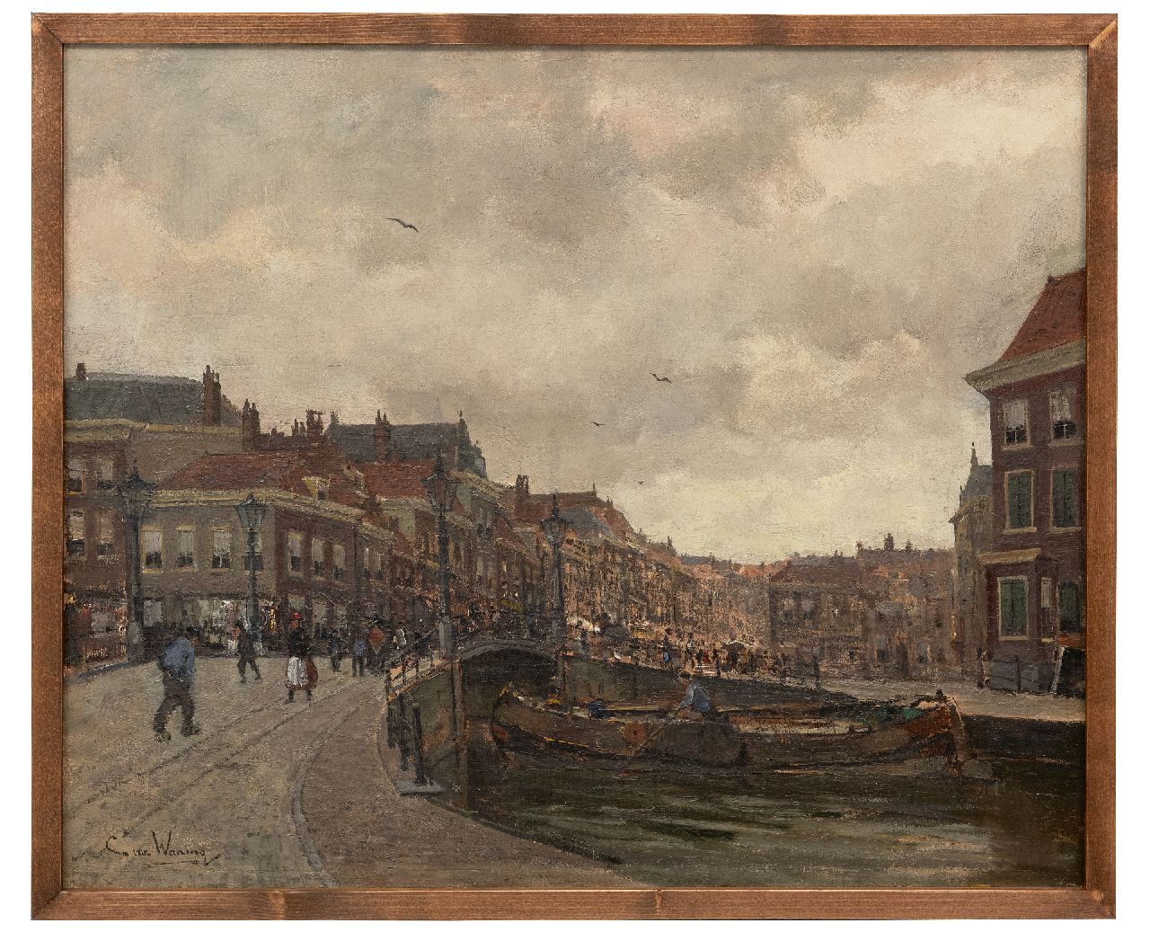 Waning C.A. van | Cornelis Anthonij 'Kees' van Waning | Schilderijen te koop aangeboden | Gezicht op de Wagenbrug en de Wagenstraat, Den Haag, olieverf op doek 51,2 x 61,3 cm, gesigneerd linksonder Waning C.A. van | Cornelis Anthonij 'Kees' van Waning | Schilderijen te koop aangeboden | Gezicht op de Wagenbrug en de Wagenstraat, Den Haag, olieverf op doek 51,2 x 61,3 cm, gesigneerd linksonder
