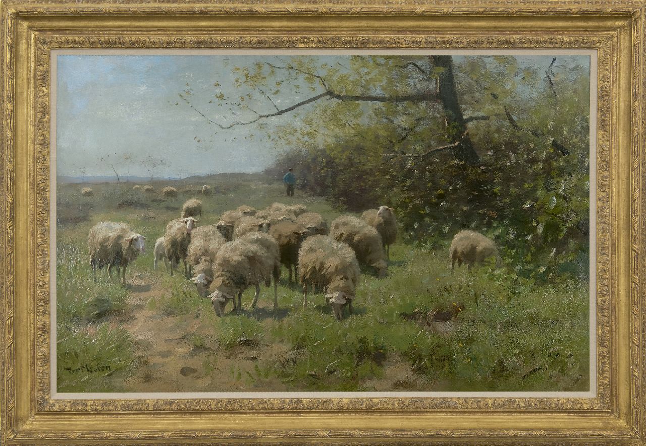 Meulen F.P. ter | François Pieter ter Meulen, Grazende schapen in Veluws landschap, olieverf op doek 67,5 x 104,7 cm, gesigneerd linksonder