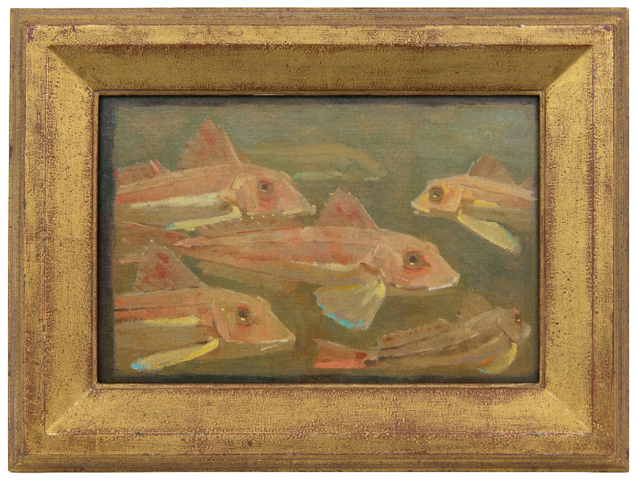 Dijsselhof G.W.  | Gerrit Willem Dijsselhof, Ponen in aquarium, olieverf op doek 26,2 x 38,2 cm
