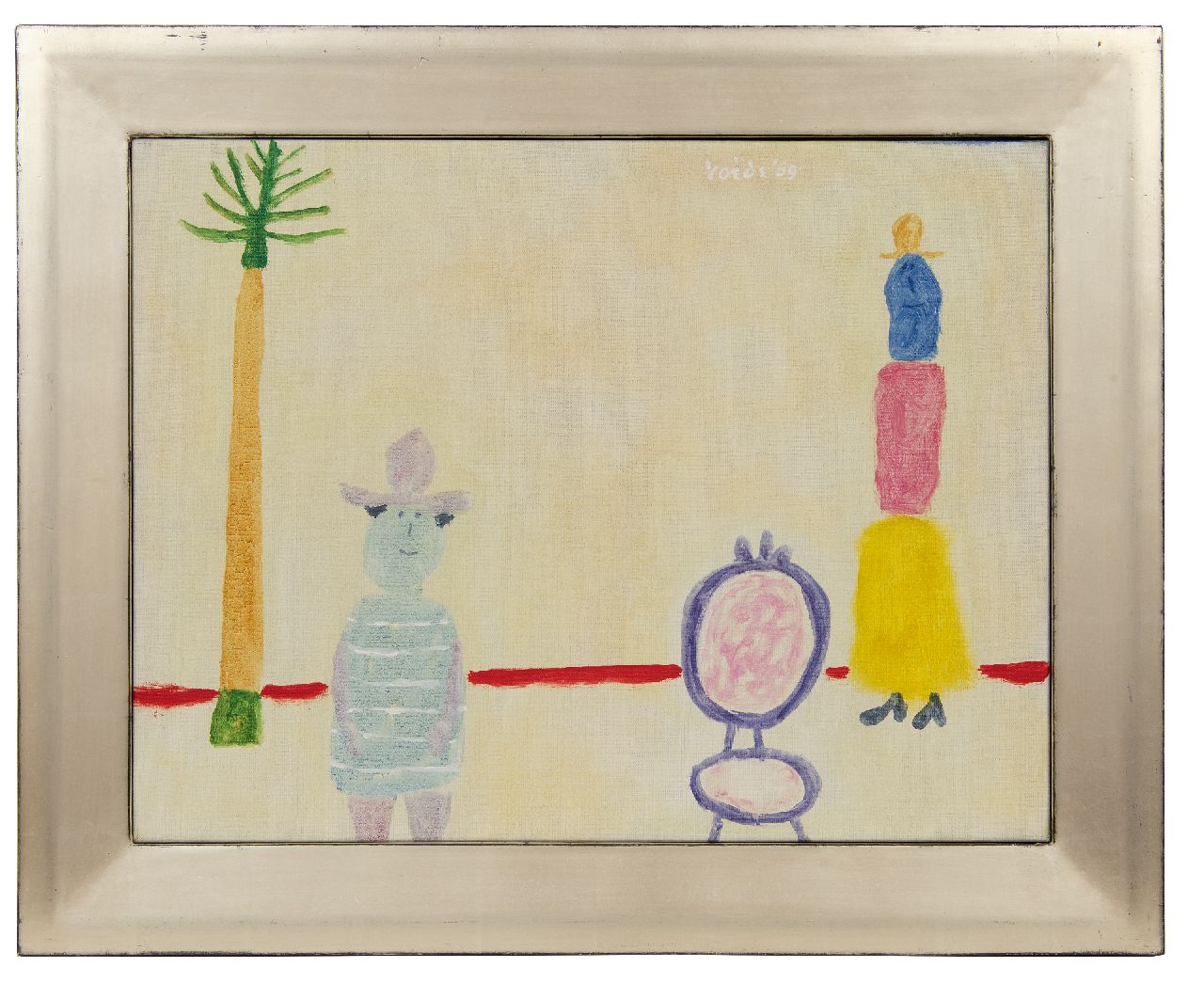 Roëde J. | Jan Roëde | Schilderijen te koop aangeboden | Figuren met palmboom, olieverf op doek 45,9 x 59,9 cm, gesigneerd m.b. en gedateerd '69 Roëde J. | Jan Roëde | Schilderijen te koop aangeboden | Figuren met palmboom, olieverf op doek 45,9 x 59,9 cm, gesigneerd m.b. en gedateerd '69