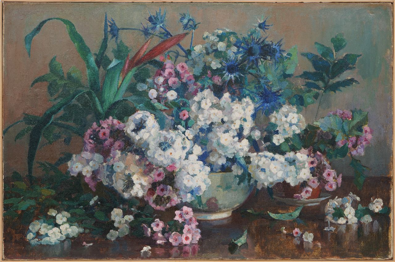 Vreedenburgh H. | Hermanus 'Herman' Vreedenburgh | Schilderijen te koop aangeboden | Zomerbloemen, olieverf op doek 63,6 x 95,7 cm, gesigneerd rechtsonder en gedat, 1915 Vreedenburgh H. | Hermanus 'Herman' Vreedenburgh | Schilderijen te koop aangeboden | Zomerbloemen, olieverf op doek 63,6 x 95,7 cm, gesigneerd rechtsonder en gedat, 1915