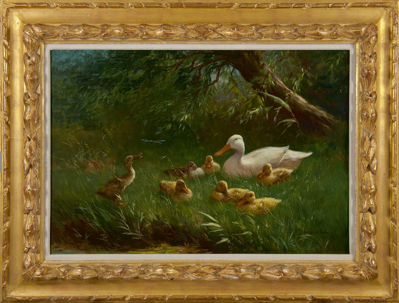 Artz C.D.L.  | 'Constant' David Ludovic Artz, Moedereend, kuikens en de zwevende libelle, olieverf op doek 45,4 x 65,4 cm, gesigneerd rechtsonder