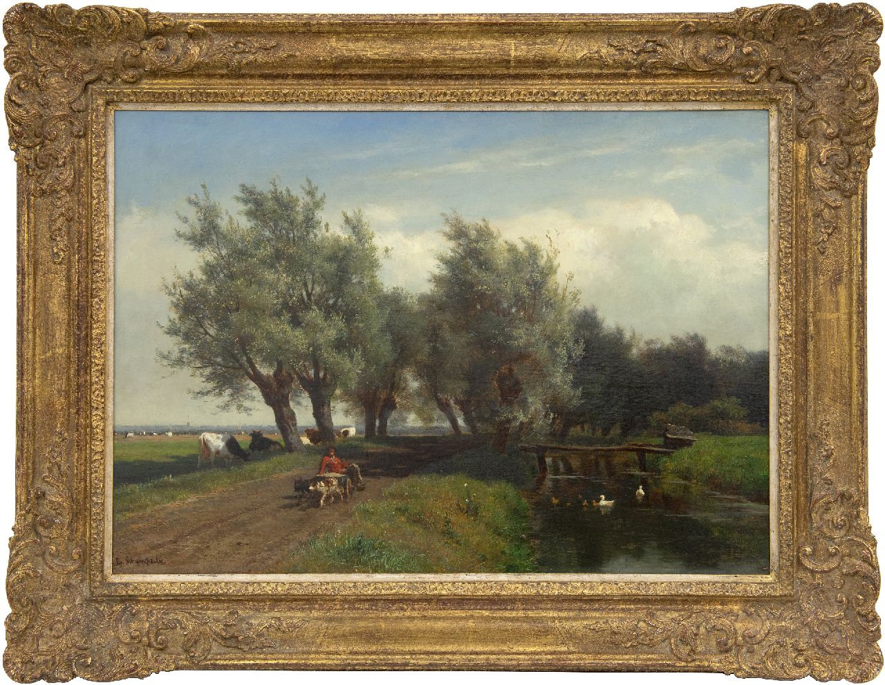 Schampheleer E. De | Edmond De Schampheleer | Schilderijen te koop aangeboden | Polderlandschap, olieverf op doek 43,8 x 62,3 cm, gesigneerd linksonder en zonder lijst Schampheleer E. De | Edmond De Schampheleer | Schilderijen te koop aangeboden | Polderlandschap, olieverf op doek 43,8 x 62,3 cm, gesigneerd linksonder en zonder lijst