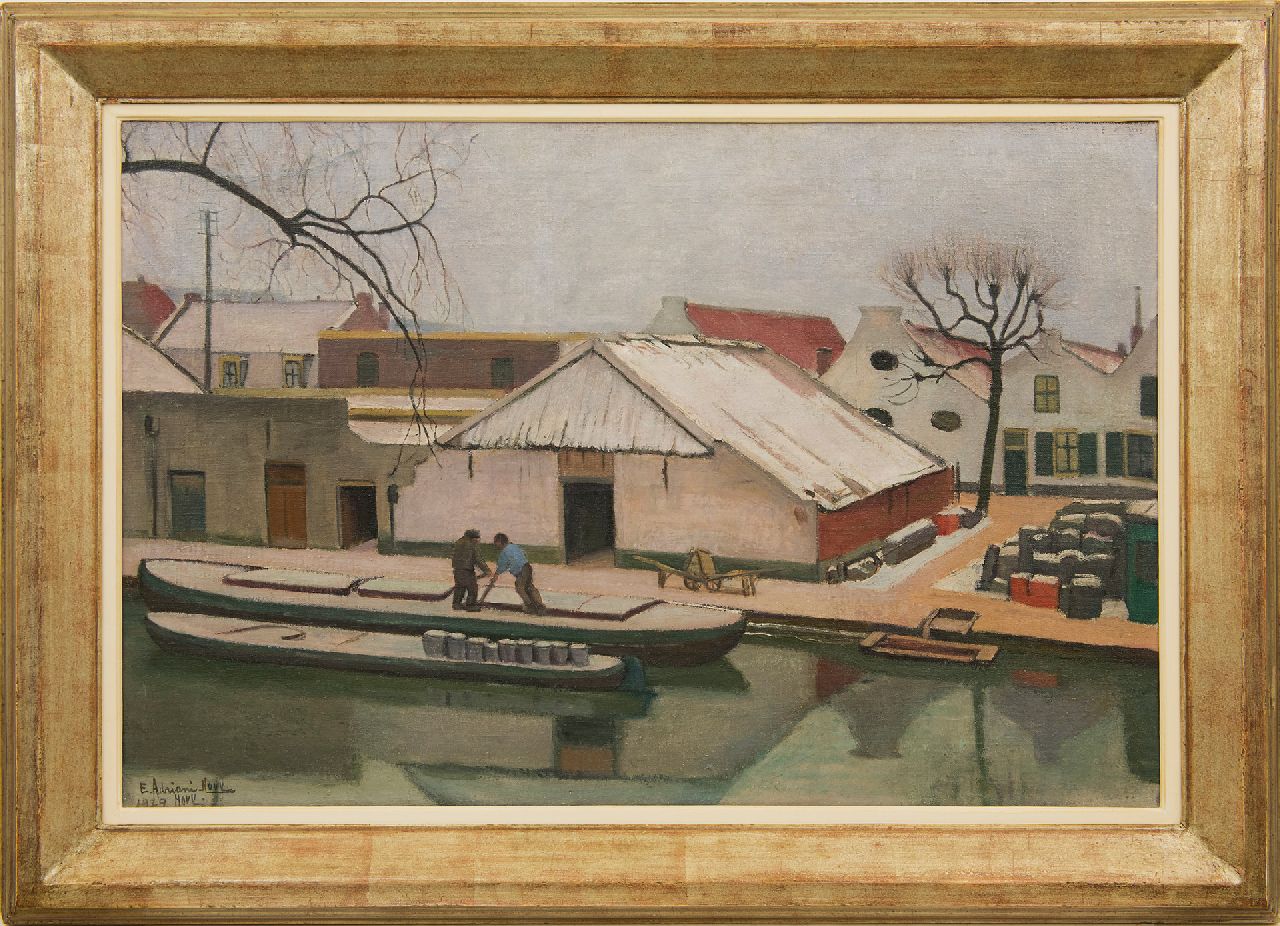 Adriani-Hovy E.M.H. | 'Elisabeth' Marie Hendrika Adriani-Hovy | Schilderijen te koop aangeboden | Vaart bij Utrecht in de winter, olieverf op doek 50,8 x 77,7 cm, gesigneerd linksonder en gedateerd 1929 Adriani-Hovy E.M.H. | 'Elisabeth' Marie Hendrika Adriani-Hovy | Schilderijen te koop aangeboden | Vaart bij Utrecht in de winter, olieverf op doek 50,8 x 77,7 cm, gesigneerd linksonder en gedateerd 1929