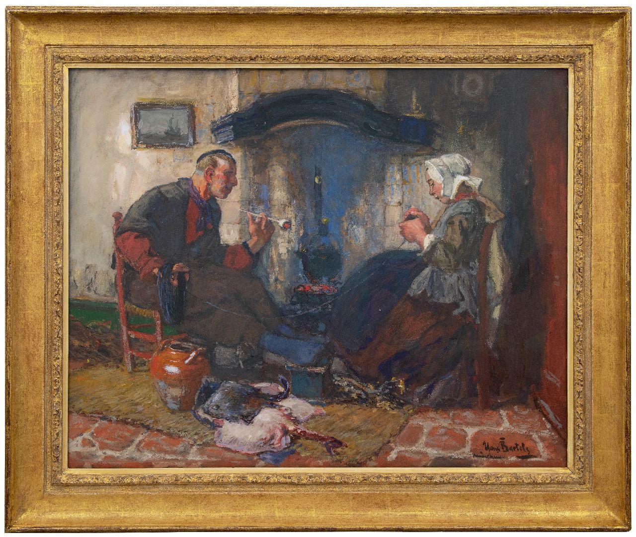 Bartels H. von | Hans von Bartels | Aquarellen en tekeningen te koop aangeboden | Op vrijersvoeten, gouache op papier 78,0 x 98,5 cm, gesigneerd rechtsonder Bartels H. von | Hans von Bartels | Aquarellen en tekeningen te koop aangeboden | Op vrijersvoeten, gouache op papier 78,0 x 98,5 cm, gesigneerd rechtsonder