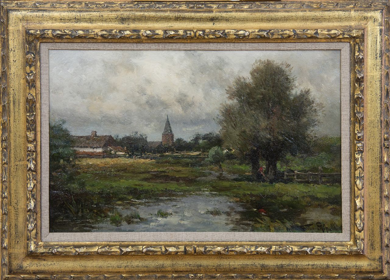 Rip W.C. | 'Willem' Cornelis Rip, Na den regen. Gezicht op 't dorp Neerlangel, olieverf op doek 32,6 x 50,3 cm, gesigneerd rechtsonder en verso Rip W.C. | 'Willem' Cornelis Rip, Na den regen. Gezicht op 't dorp Neerlangel, olieverf op doek 32,6 x 50,3 cm, gesigneerd rechtsonder en verso