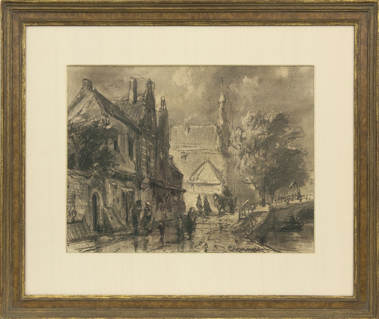 Springer C. | Cornelis Springer, Gezicht op de Raamgracht te Haarlem, houtskool op papier 31,0 x 40,1 cm, gesigneerd rechtsonder en gedateerd 1859 Springer C. | Cornelis Springer, Gezicht op de Raamgracht te Haarlem, houtskool op papier 31,0 x 40,1 cm, gesigneerd rechtsonder en gedateerd 1859