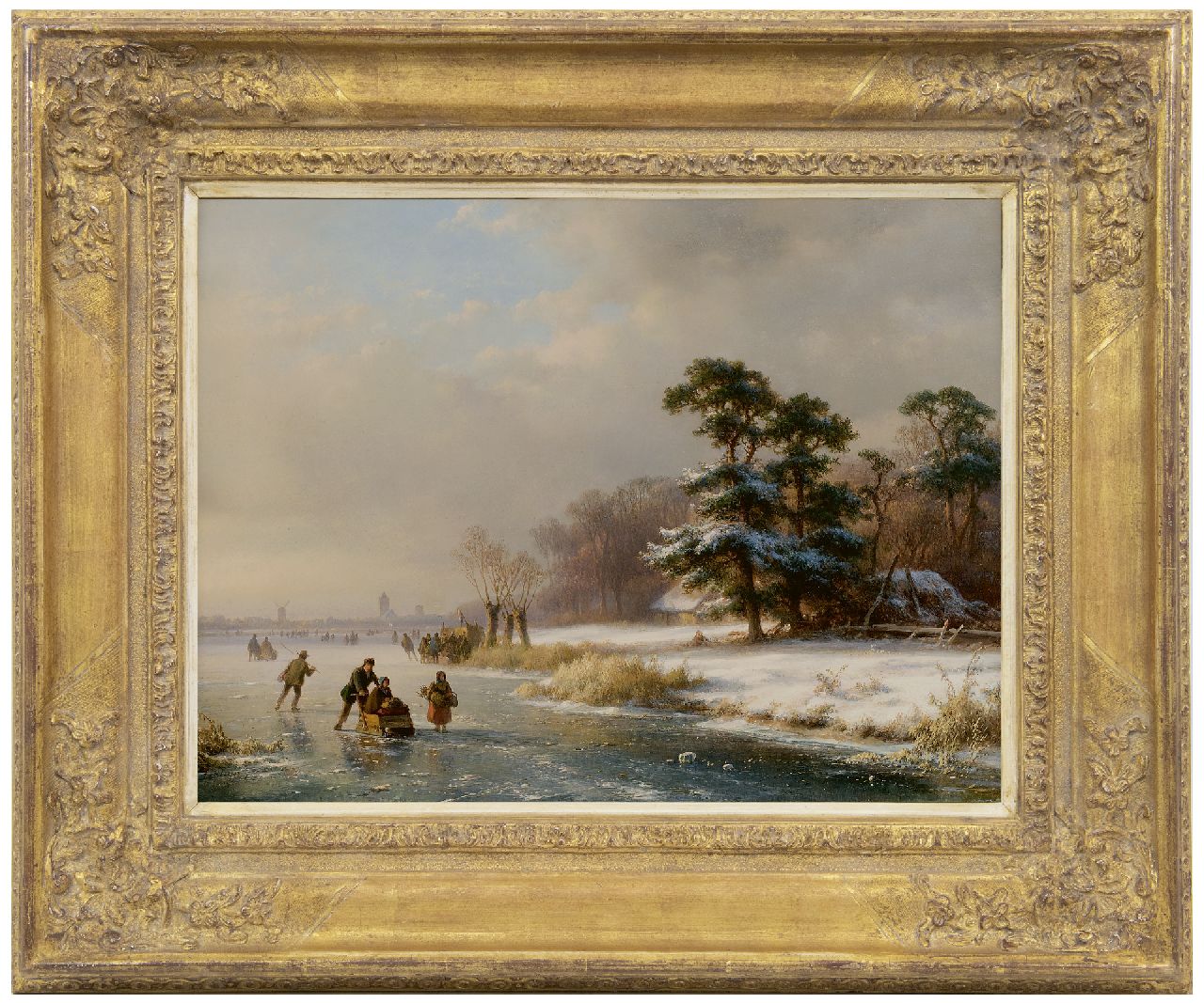 Kleijn L.J. | Lodewijk Johannes Kleijn, Schaatsvertier op een bevroren rivier (alleen tezamen met 9793), olieverf op paneel 34,5 x 46,0 cm, gesigneerd linksonder Kleijn L.J. | Lodewijk Johannes Kleijn, Schaatsvertier op een bevroren rivier (alleen tezamen met 9793), olieverf op paneel 34,5 x 46,0 cm, gesigneerd linksonder