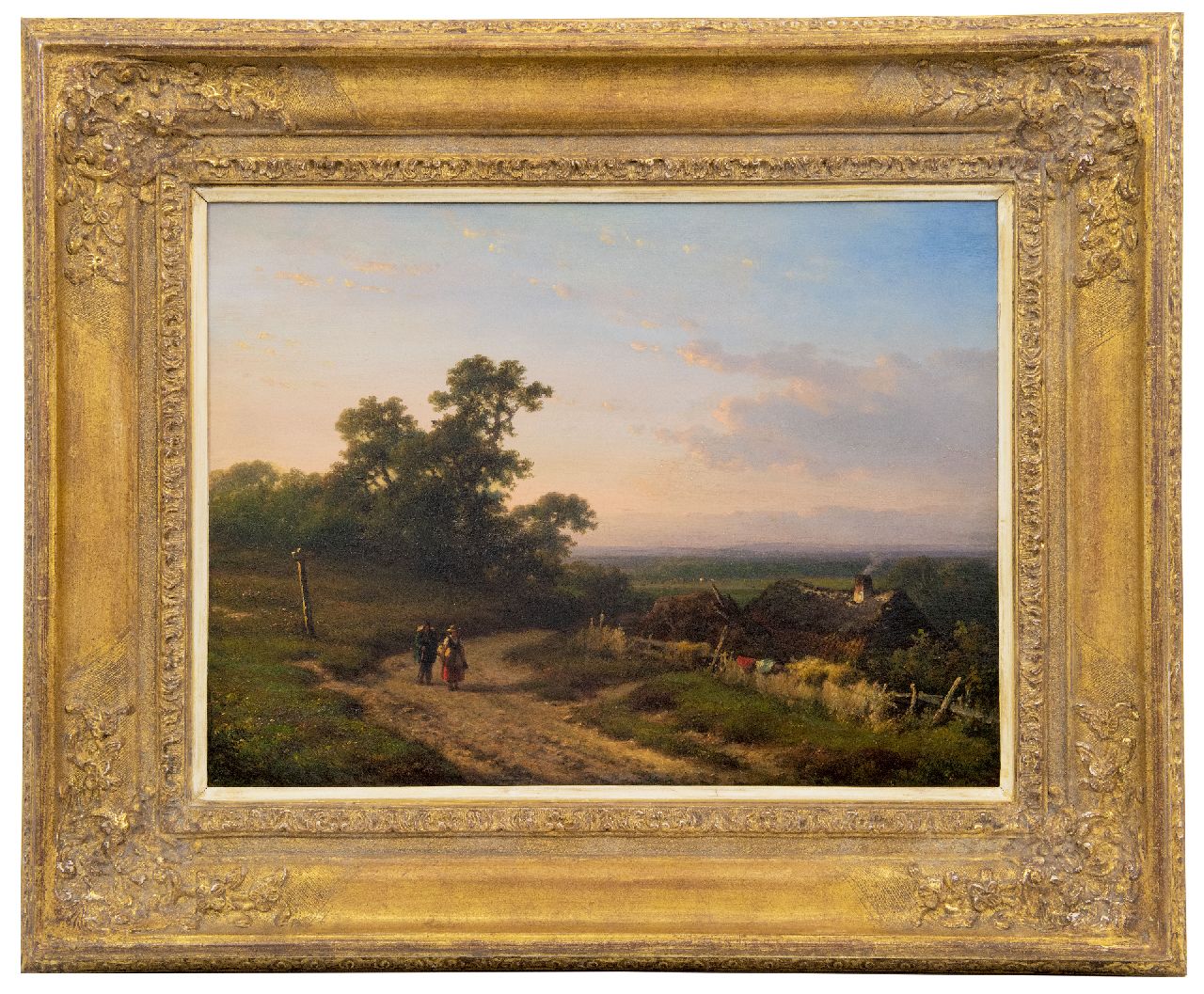 Kleijn L.J. | Lodewijk Johannes Kleijn, Panoramisch zomerlandschap met boerenvolk (alleen tezamen met 9792), olieverf op paneel 34,5 x 46,7 cm, gesigneerd rechtsonder Kleijn L.J. | Lodewijk Johannes Kleijn, Panoramisch zomerlandschap met boerenvolk (alleen tezamen met 9792), olieverf op paneel 34,5 x 46,7 cm, gesigneerd rechtsonder