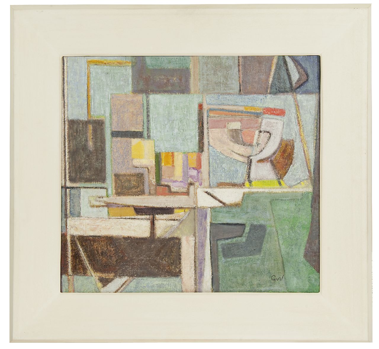 Velde G. van | Gerardus 'Geer' van Velde, Compositie, olieverf op doek 53,0 x 57,3 cm, gesigneerd rechtsonder met initialen en te dateren 1945-1950 Velde G. van | Gerardus 'Geer' van Velde, Compositie, olieverf op doek 53,0 x 57,3 cm, gesigneerd rechtsonder met initialen en te dateren 1945-1950