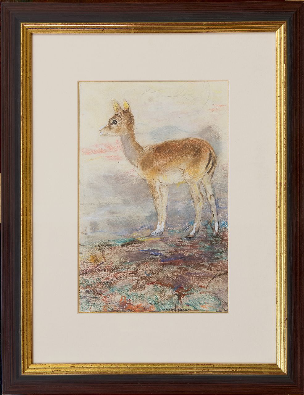 Vaarzon Morel W.F.A.I.  | Wilhelm Ferdinand Abraham Isaac 'Willem' Vaarzon Morel, Hertje, pastel op papier 27,5 x 18,5 cm, gesigneerd middenonder