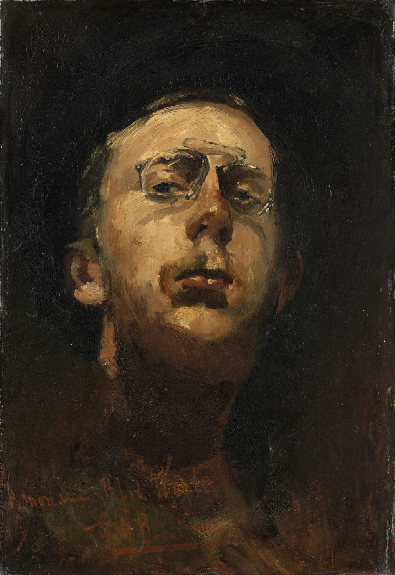 Portret van kunstenaar, kunstschilder, aquarellist, tekenaar en graficus George Hendrik Breitner